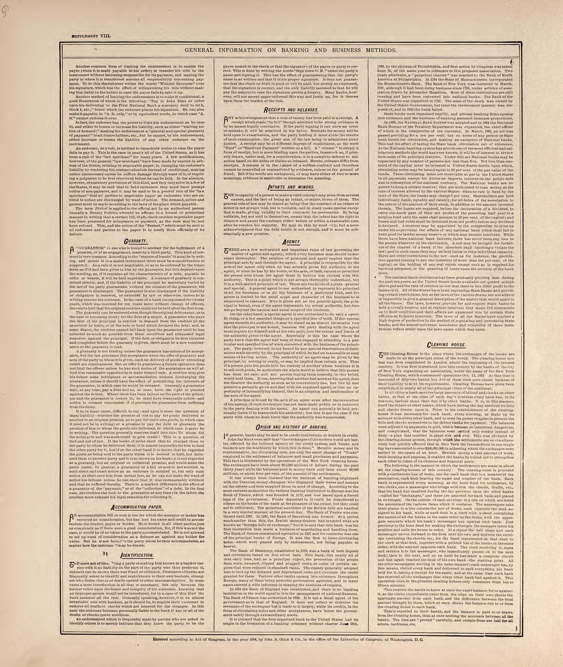 General Information On Banking and Business Methods from 20th Century Atlas of Clinton County, Indiana : Containing Maps of Villages, Cities and Townships of the County, of the State, United States and World, Farmers Directory, Business Directory and ... by Relic Map Company