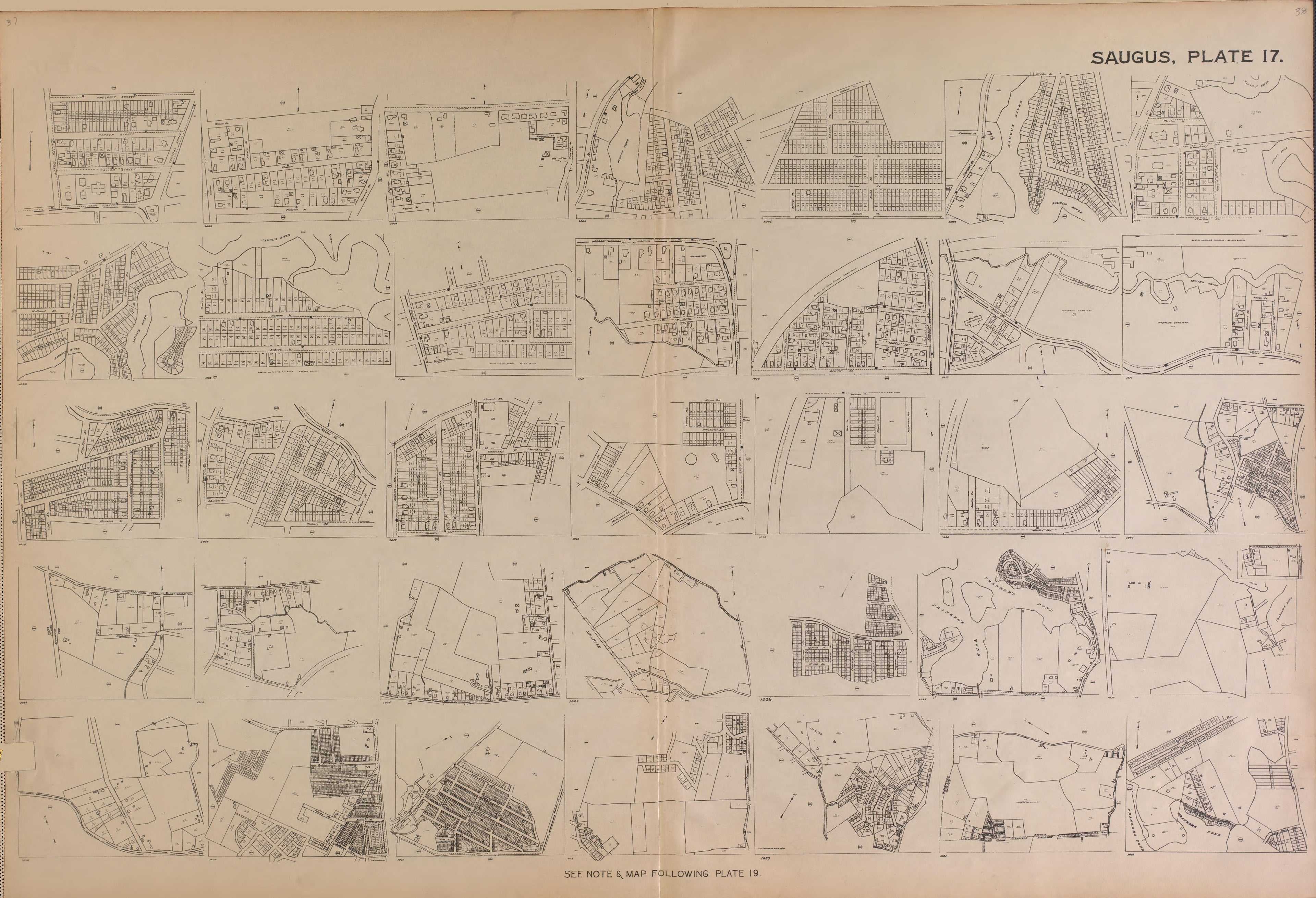 Saugus, Plate 17 from Richards Standard Atlas of the City of Lynn and the Towns of Swampscott, Saugus and Nahant, Massachusetts : from Official Records, Private Plans and Actual Surveys 1924 by Relic Map Company