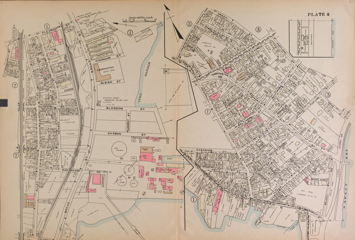Lynn, Plate 8 from Richards Standard Atlas of the City of Lynn and the Towns of Swampscott, Saugus and Nahant, Massachusetts : from Official Records, Private Plans and Actual Surveys 1924 by Relic Map Company