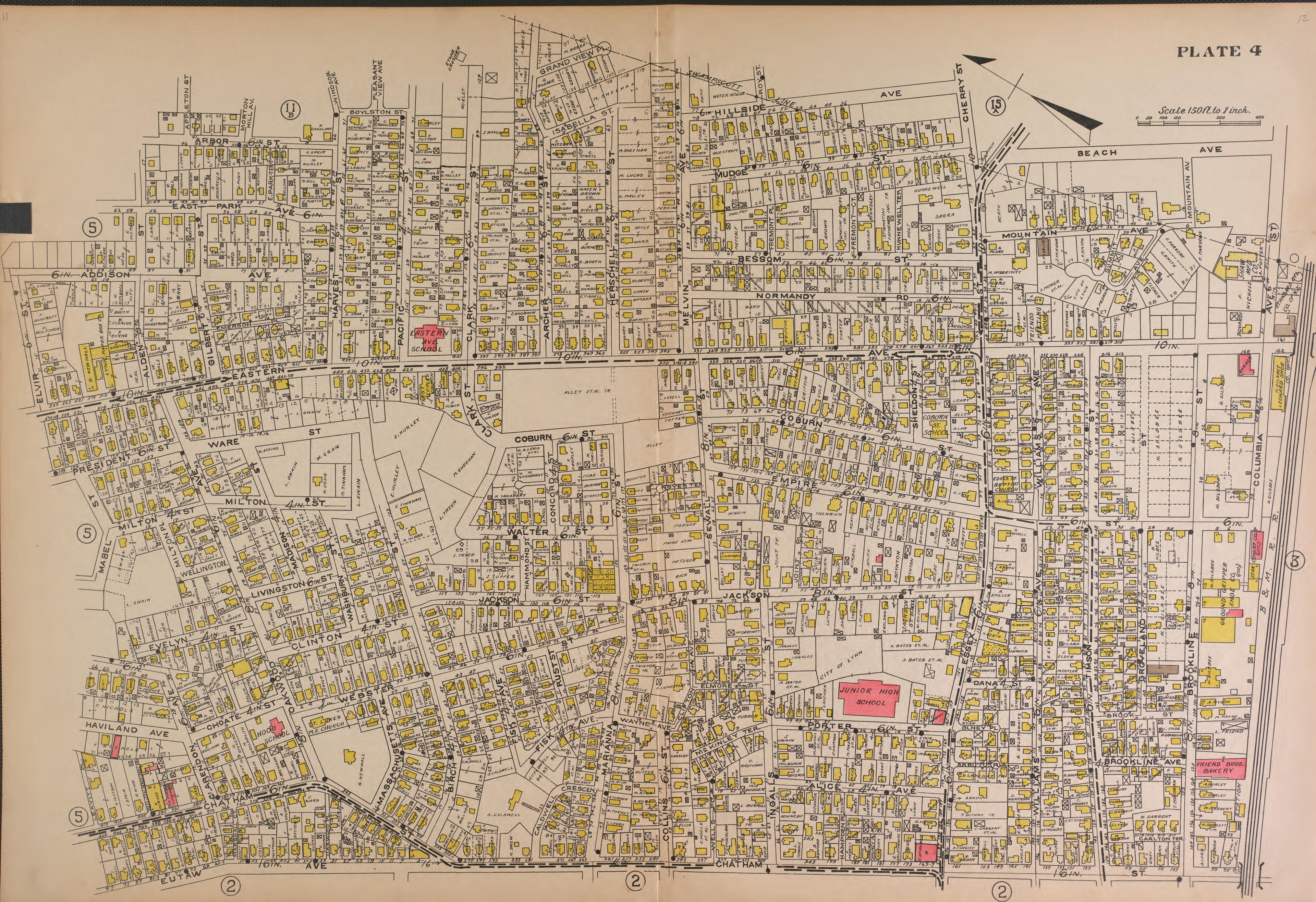 Lynn, Plate 4 from Richards Standard Atlas of the City of Lynn and the Towns of Swampscott, Saugus and Nahant, Massachusetts : from Official Records, Private Plans and Actual Surveys 1924 by Relic Map Company