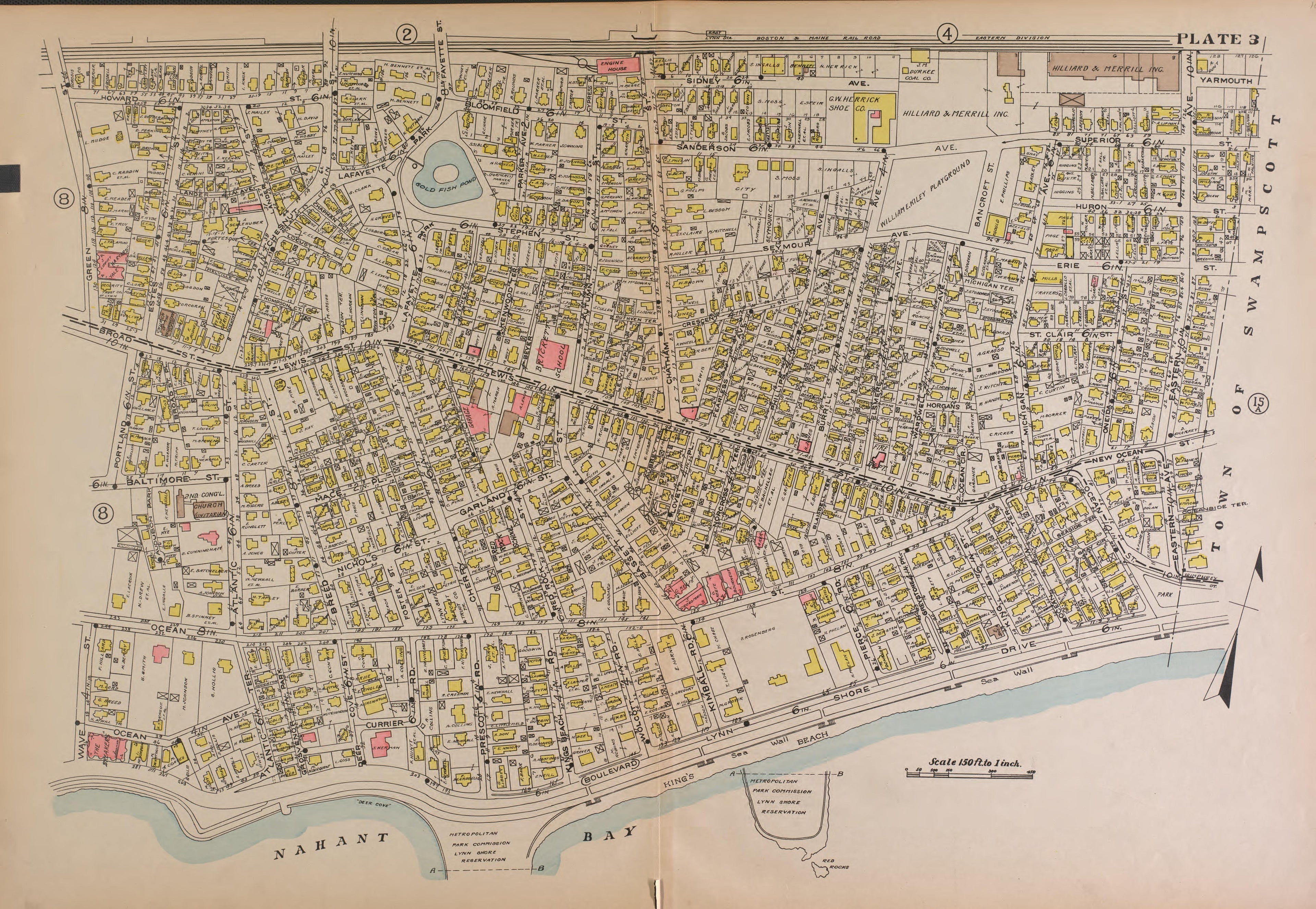 Lynn, Plate 3 from Richards Standard Atlas of the City of Lynn and the Towns of Swampscott, Saugus and Nahant, Massachusetts : from Official Records, Private Plans and Actual Surveys 1924 by Relic Map Company
