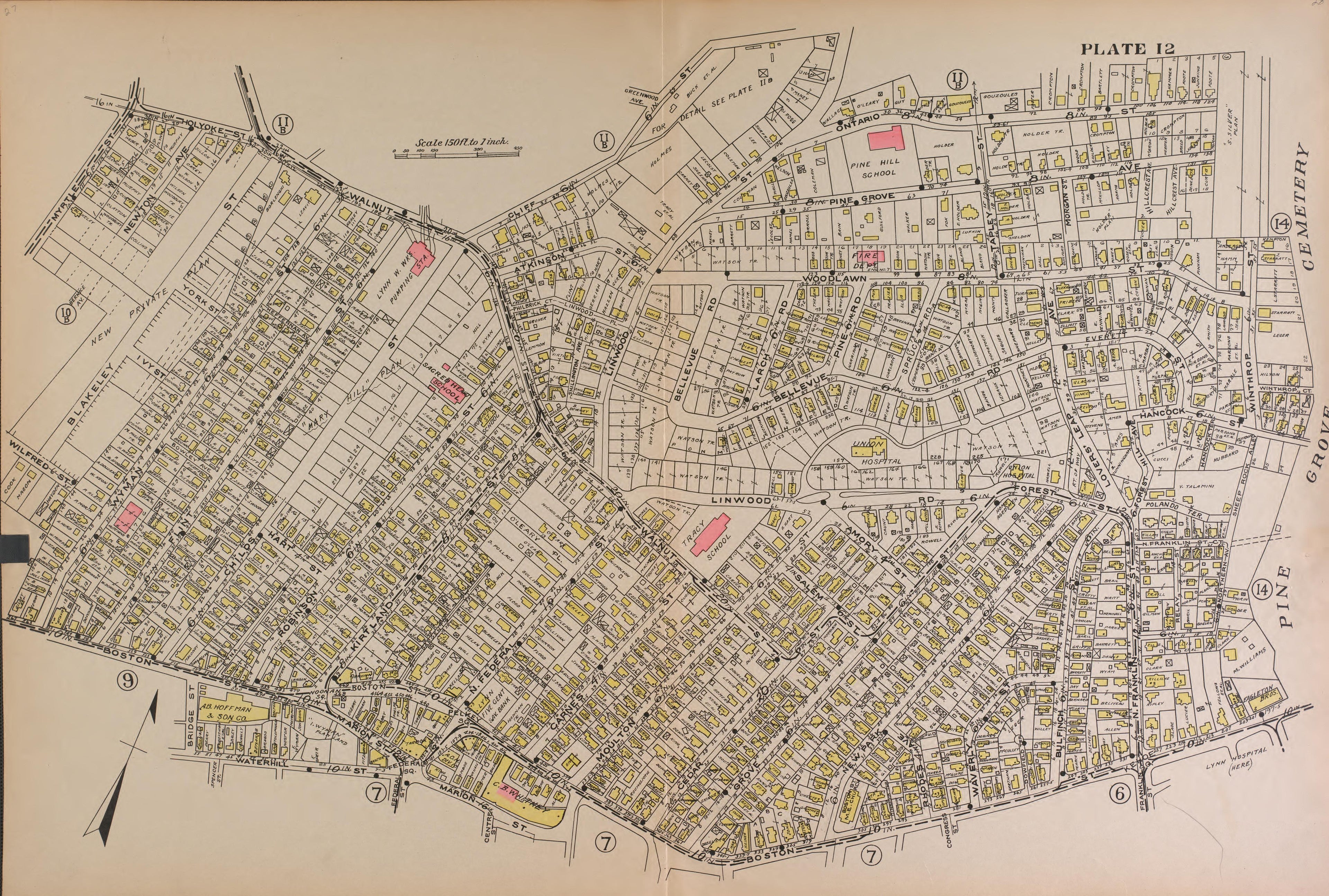 Lynn, Plate 12 from Richards Standard Atlas of the City of Lynn and the Towns of Swampscott, Saugus and Nahant, Massachusetts : from Official Records, Private Plans and Actual Surveys 1924 by Relic Map Company