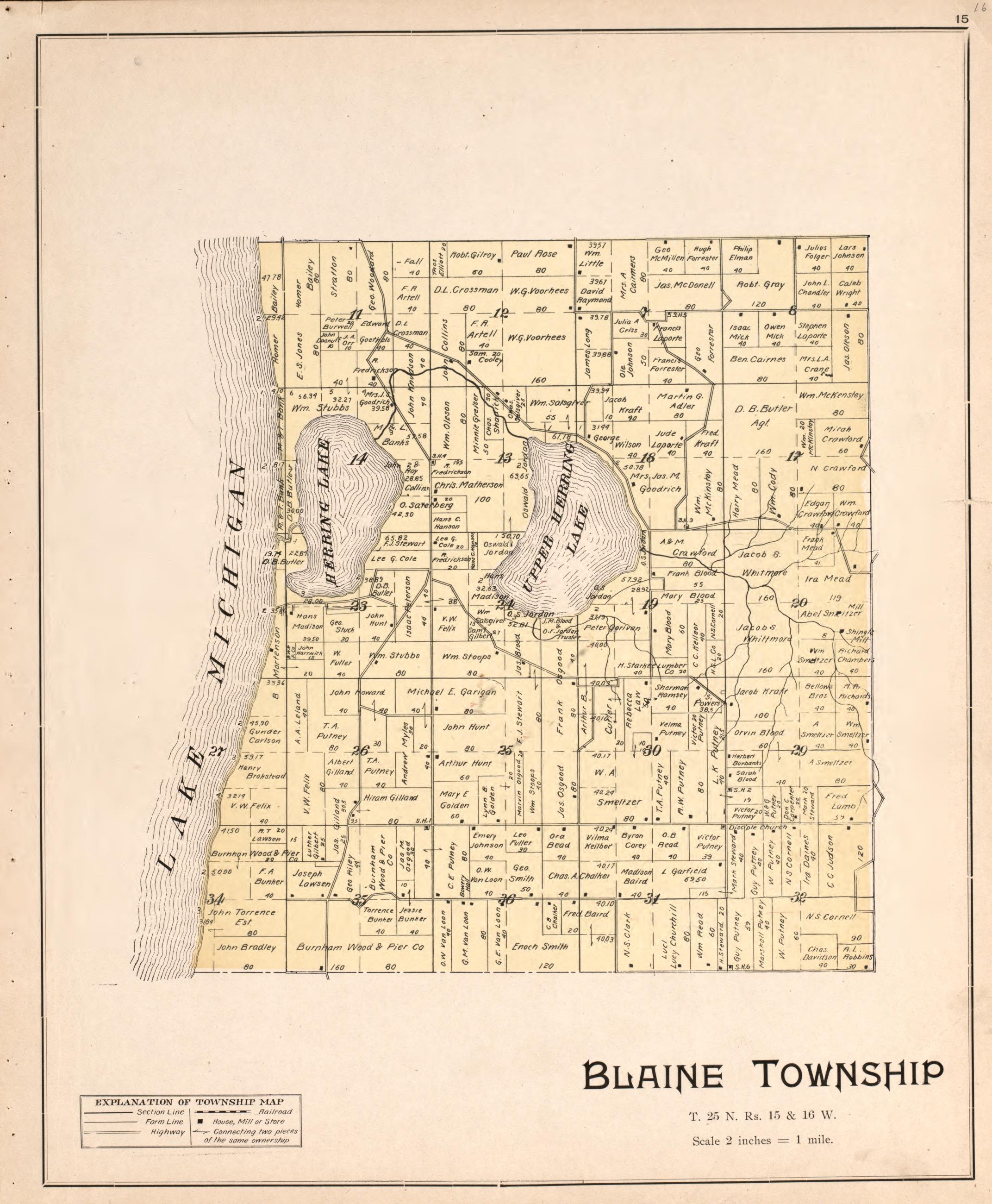 Blaine from Atlas of Benzie County, Michigan : With Maps of Michigan, United States and the World, Alaska, Cuba, Porto Rico, Hawaii and the Philippines : Also a Complete Mailing List of All Resident … 1901 by Relic Map Company