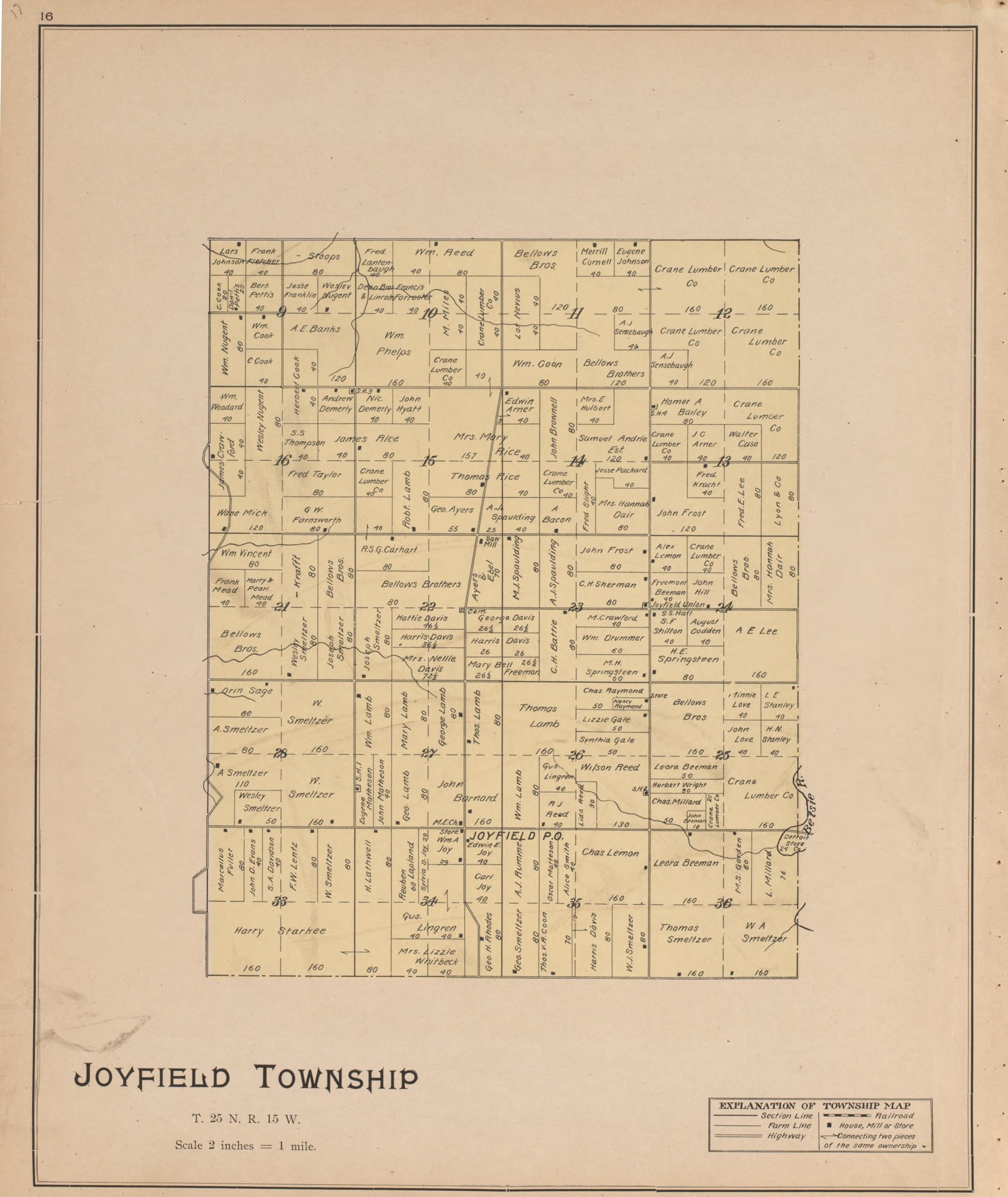 Joyfield from Atlas of Benzie County, Michigan : With Maps of Michigan, United States and the World, Alaska, Cuba, Porto Rico, Hawaii and the Philippines : Also a Complete Mailing List of All Resident … 1901 by Relic Map Company