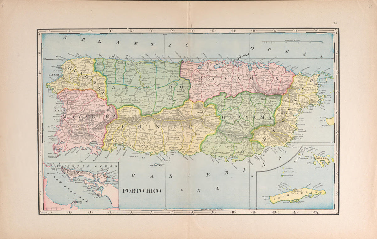 Caribbean from Atlas of Benzie County, Michigan : With Maps of Michigan, United States and the World, Alaska, Cuba, Porto Rico, Hawaii and the Philippines : Also a Complete Mailing List of All Resident … 1901 by Relic Map Company