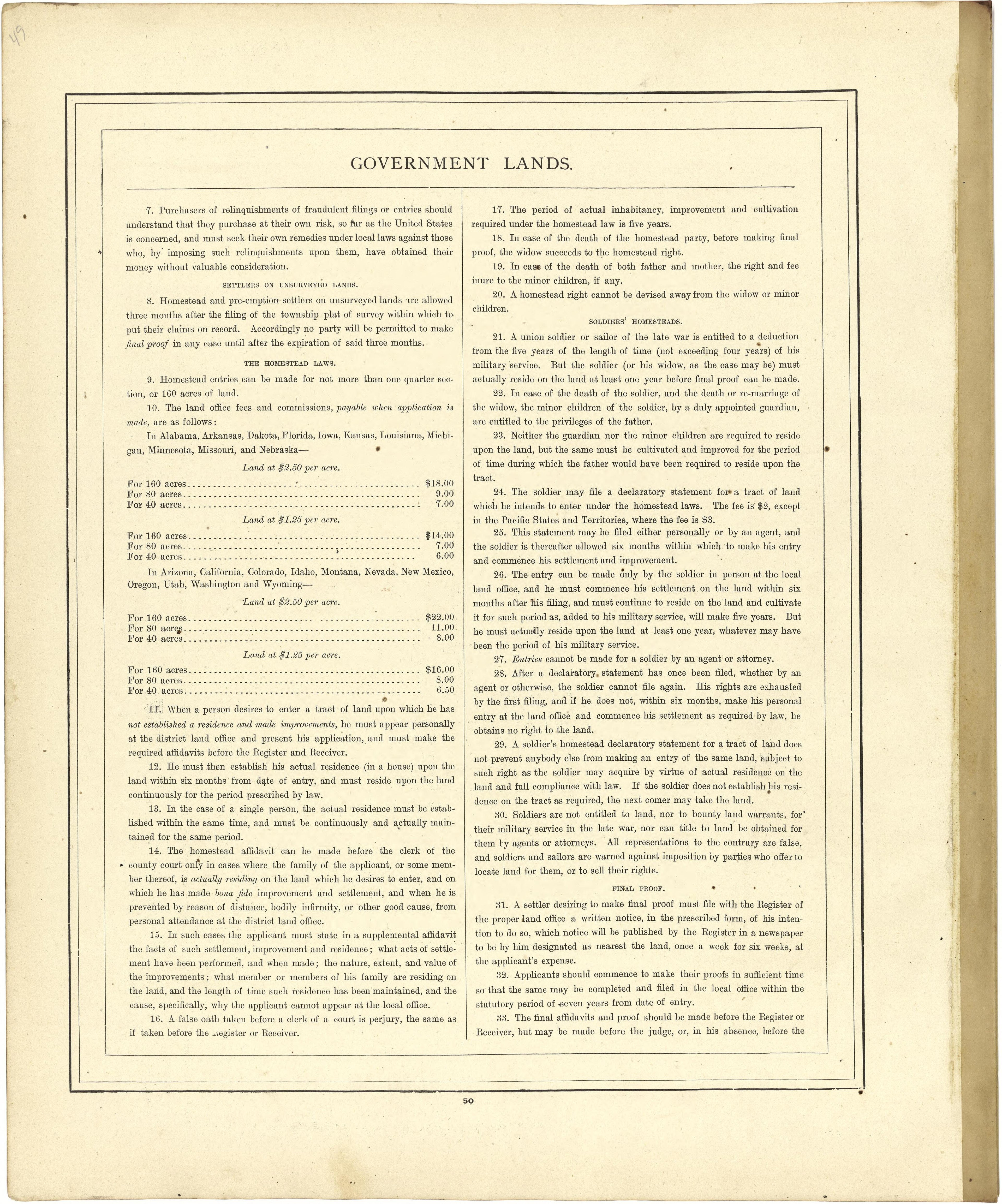 Government Lands from Atlas of Genesee County, Michigan : Containing Maps of Every Township In the County, With Village and City Plats ... : from Actual Surveys and Official Records 1889 by Relic Map Company