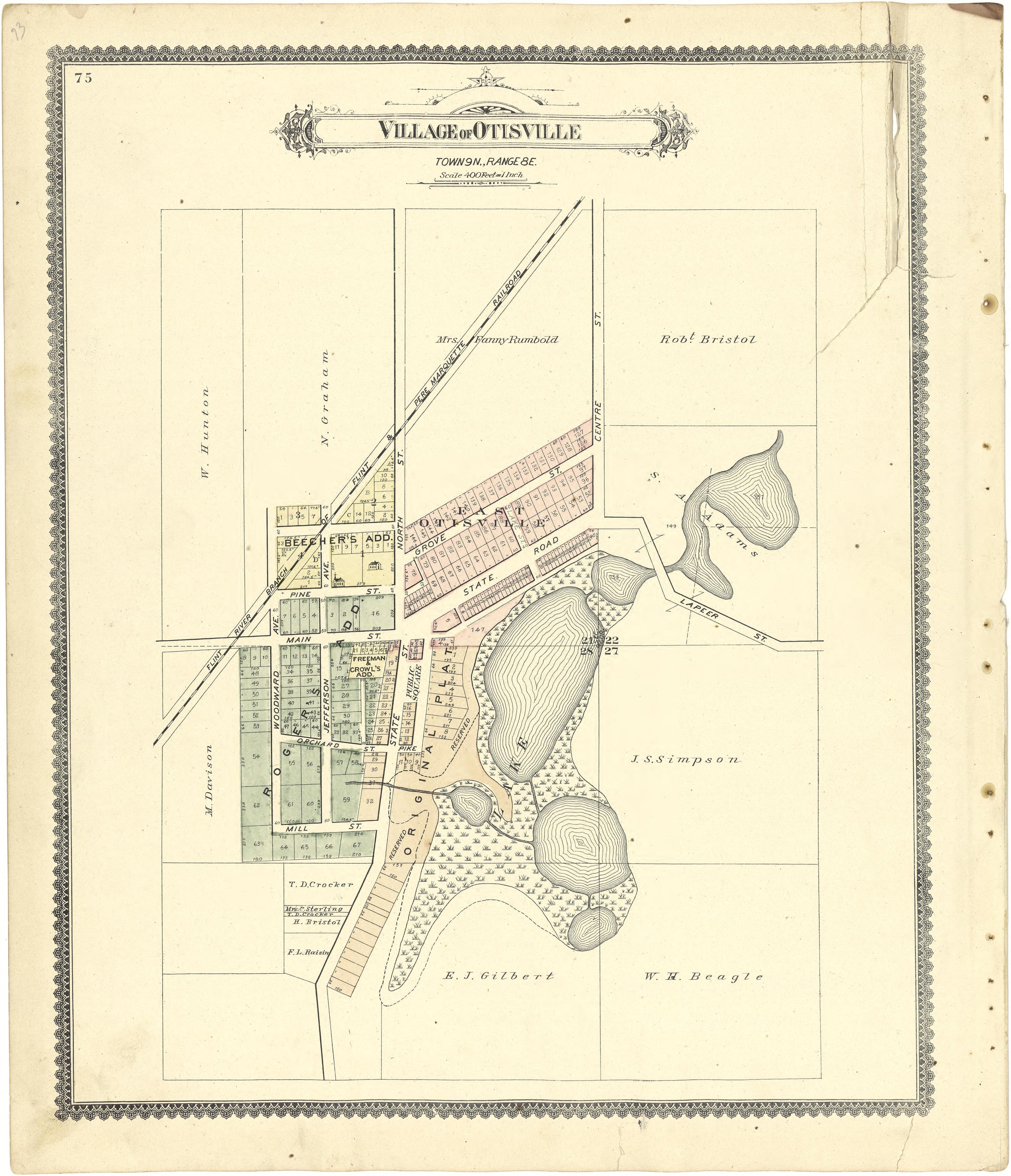 Village of Otisville from Atlas of Genesee County, Michigan : Containing Maps of Every Township In the County, With Village and City Plats ... : from Actual Surveys and Official Records 1889 by Relic Map Company