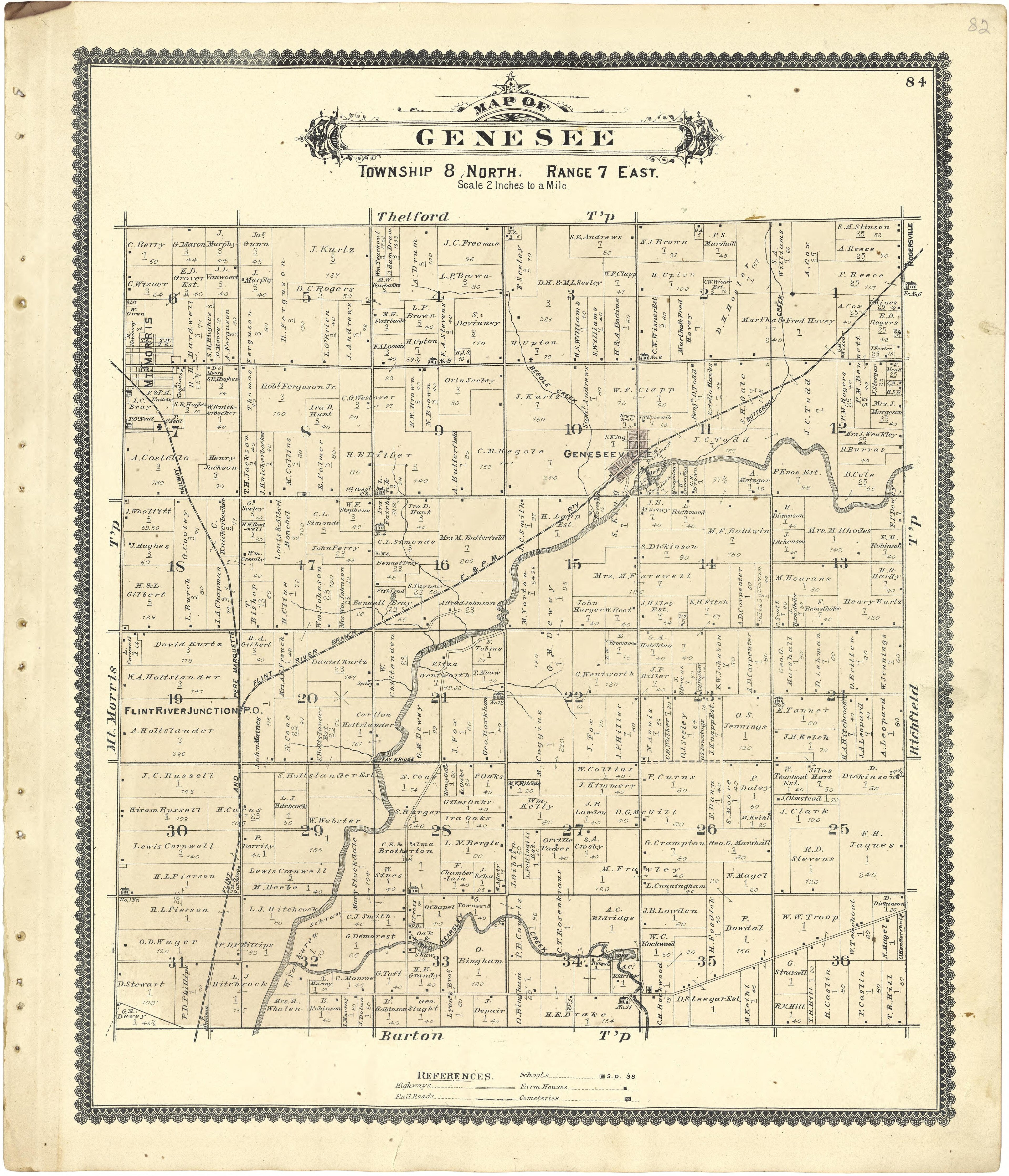Map of Genesee from Atlas of Genesee County, Michigan : Containing Maps of Every Township In the County, With Village and City Plats ... : from Actual Surveys and Official Records 1889 by Relic Map Company
