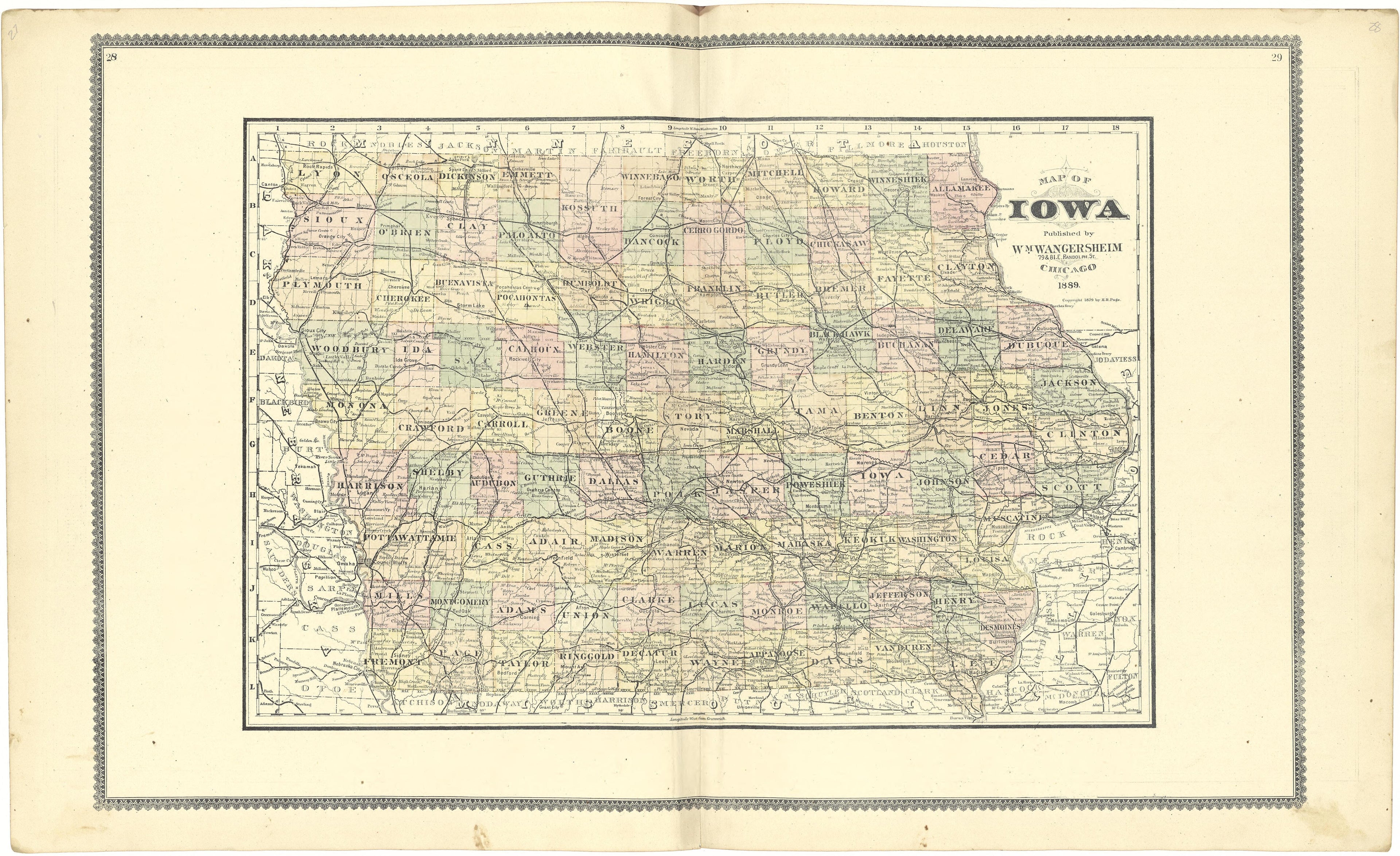 Map of Iowa from Atlas of Genesee County, Michigan : Containing Maps of Every Township In the County, With Village and City Plats ... : from Actual Surveys and Official Records 1889 by Relic Map Company