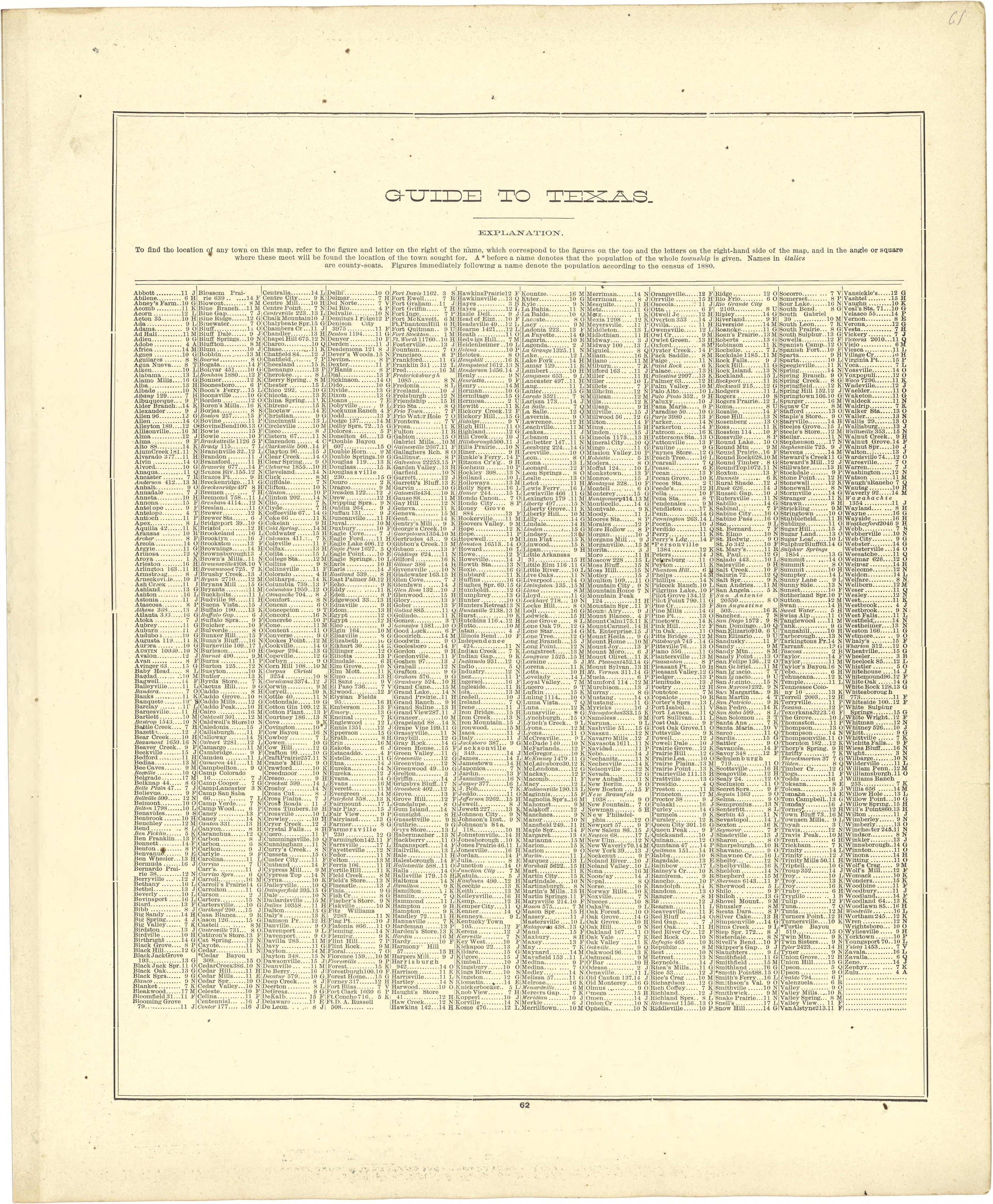 Guide to Texas from Atlas of Genesee County, Michigan : Containing Maps of Every Township In the County, With Village and City Plats ... : from Actual Surveys and Official Records 1889 by Relic Map Company