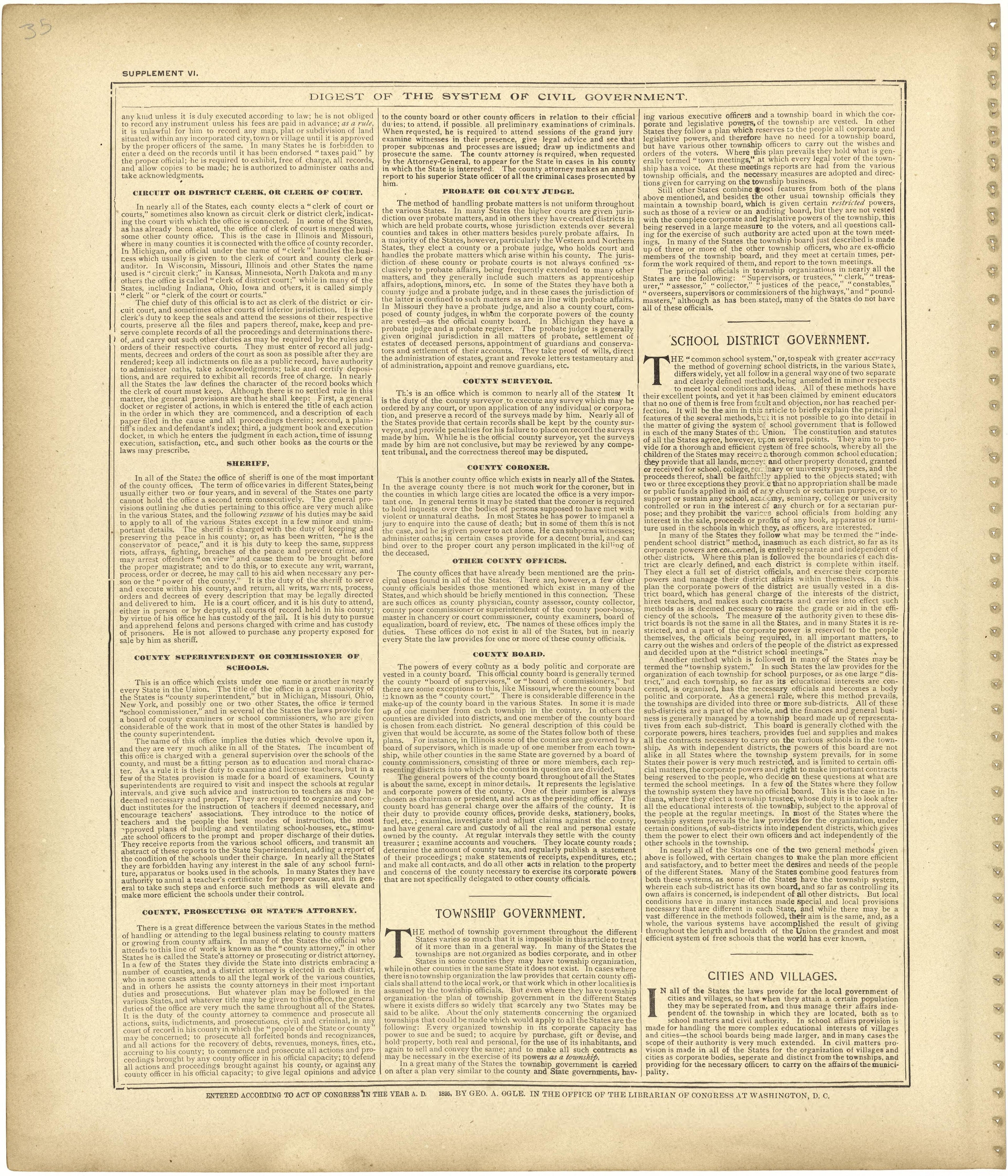 Digest of the System of Civil Government Continued from Standard Atlas of Monroe County, Illinois : Including a Plat Book of the Villages, Cities and Townships of the County, Map of the State, United States and World, Patrons Directory, Reference Busi... by Relic Map Company