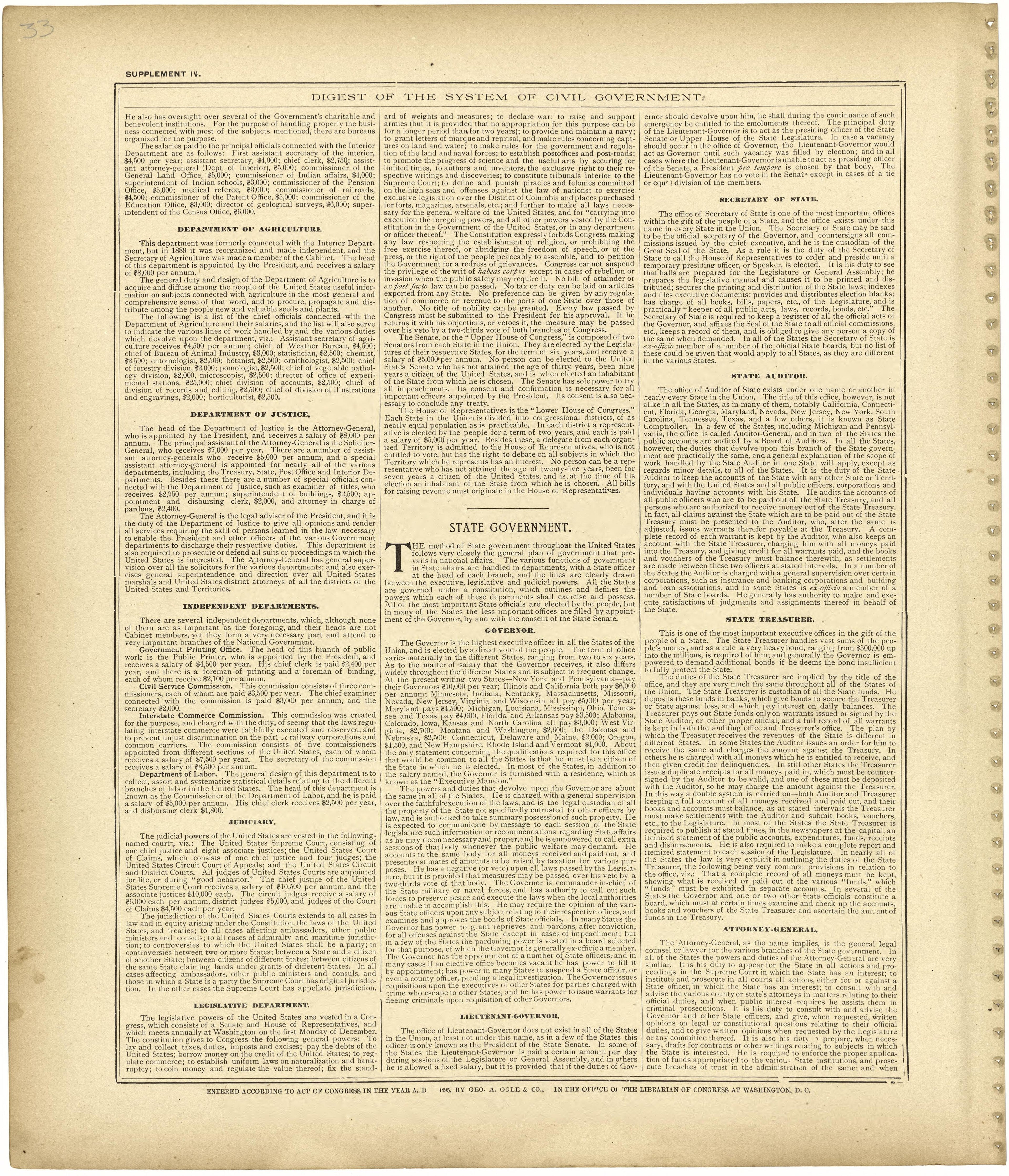 Digest of the System of Civil Government Continued from Standard Atlas of Monroe County, Illinois : Including a Plat Book of the Villages, Cities and Townships of the County, Map of the State, United States and World, Patrons Directory, Reference Busi... by Relic Map Company