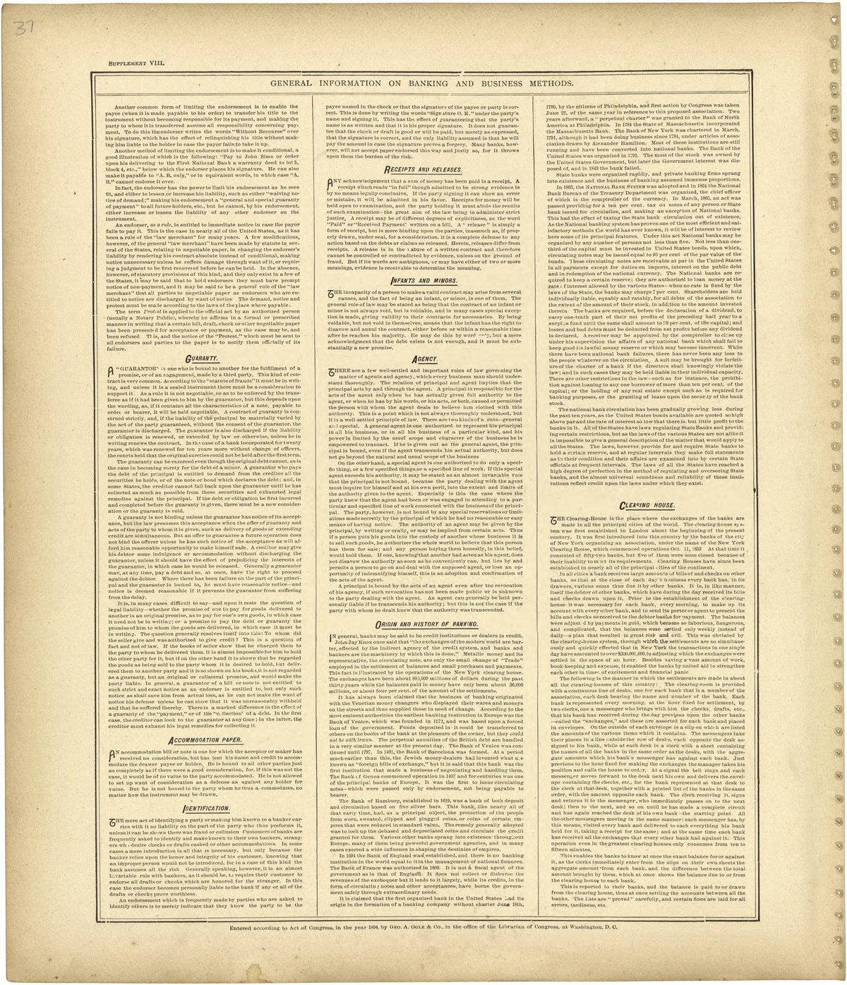 General Information On Banking and Business Methods Continued from Standard Atlas of Monroe County, Illinois : Including a Plat Book of the Villages, Cities and Townships of the County, Map of the State, United States and World, Patrons Directory, Ref... by Relic Map Company