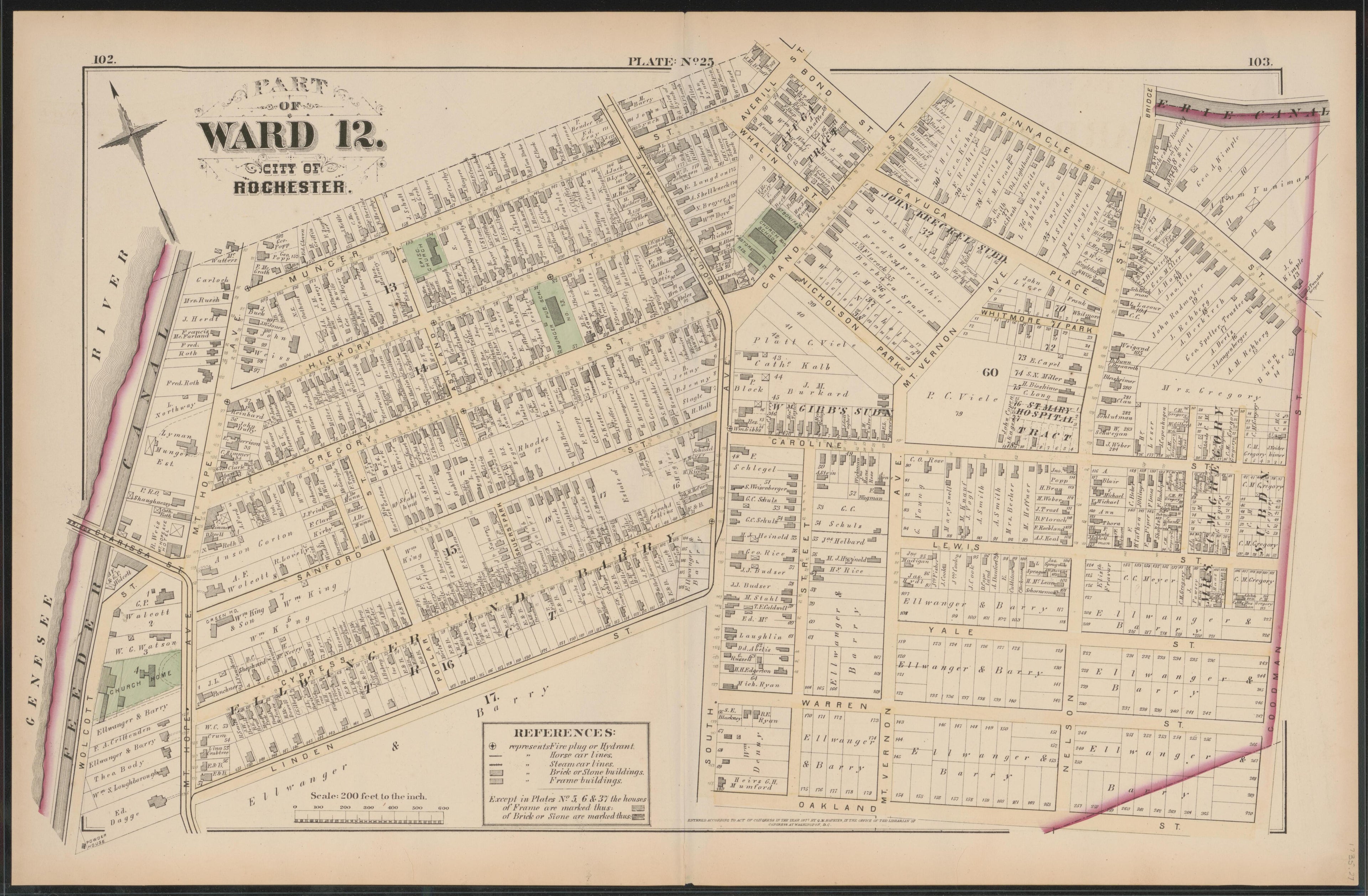 Image 26 of City Atlas of Rochester, New York (maps Only) from City Atlas of Rochester, New York : from Official Records, Private Plans and Actual Surveys, Based Upon Plans Deposited In the Department of Surveys 1875 by Relic Map Company