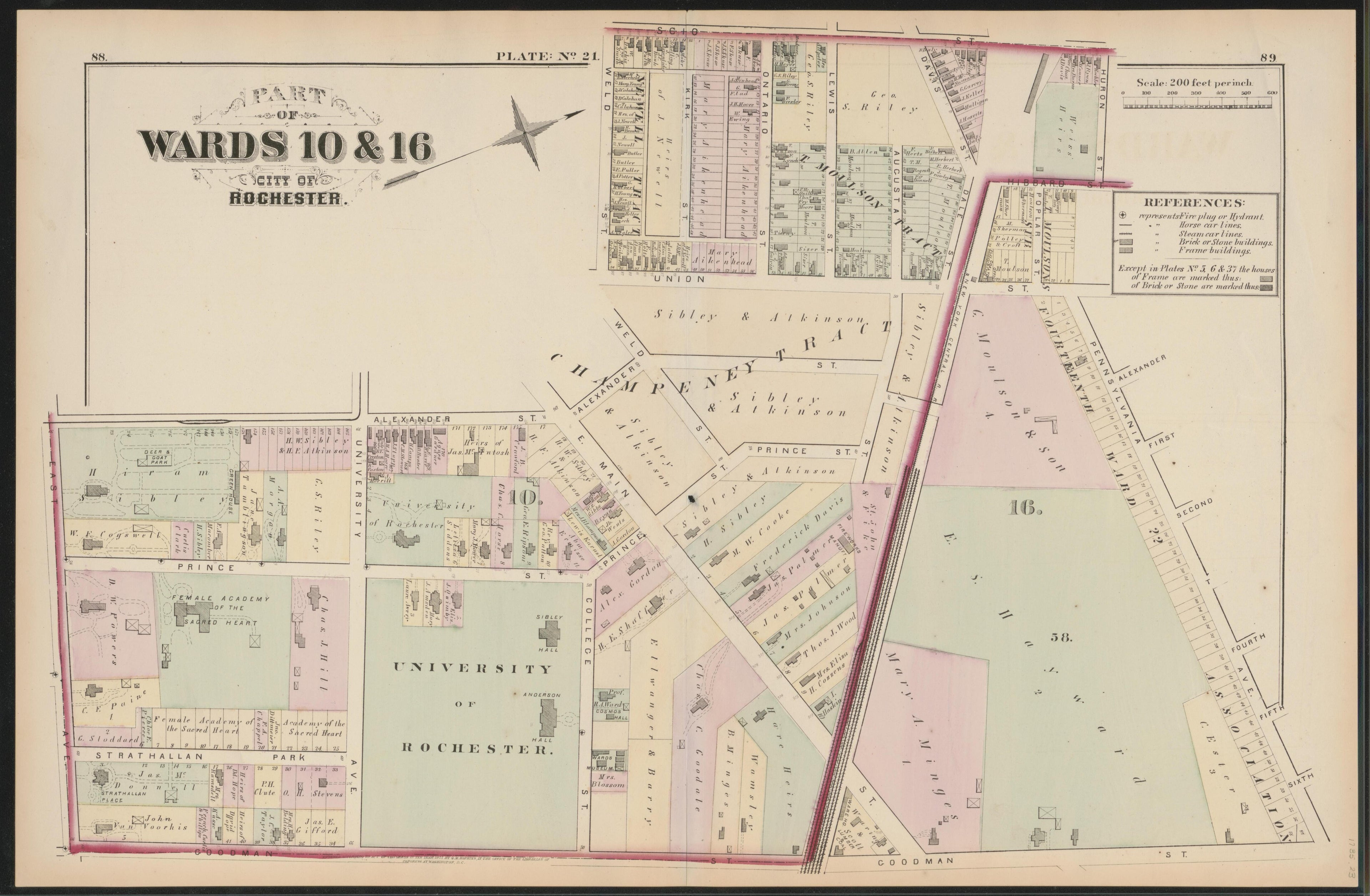 Image 22 of City Atlas of Rochester, New York (maps Only) from City Atlas of Rochester, New York : from Official Records, Private Plans and Actual Surveys, Based Upon Plans Deposited In the Department of Surveys 1875 by Relic Map Company