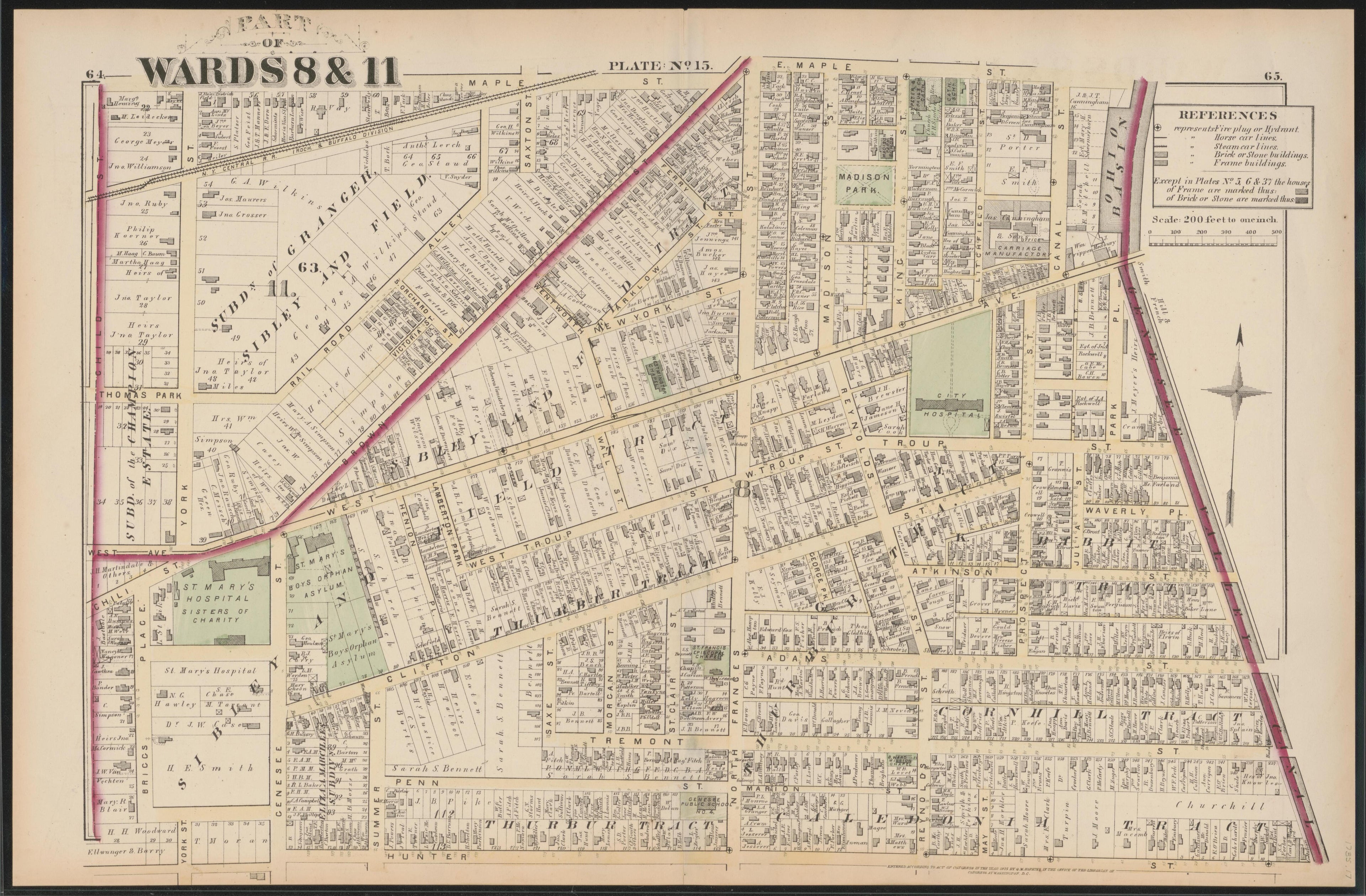 Image 16 of City Atlas of Rochester, New York (maps Only) from City Atlas of Rochester, New York : from Official Records, Private Plans and Actual Surveys, Based Upon Plans Deposited In the Department of Surveys 1875 by Relic Map Company