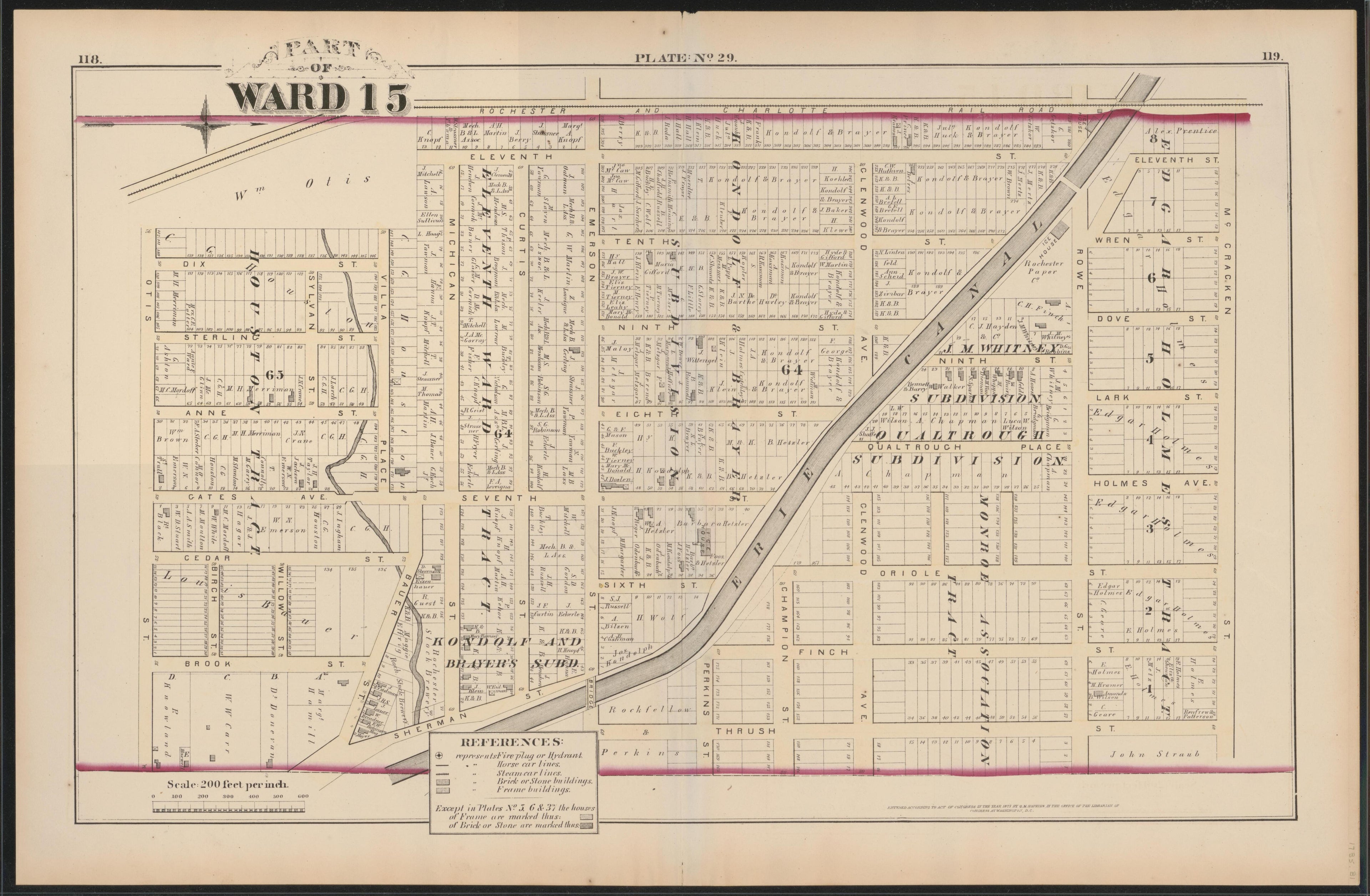 Image 30 of City Atlas of Rochester, New York (maps Only) from City Atlas of Rochester, New York : from Official Records, Private Plans and Actual Surveys, Based Upon Plans Deposited In the Department of Surveys 1875 by Relic Map Company