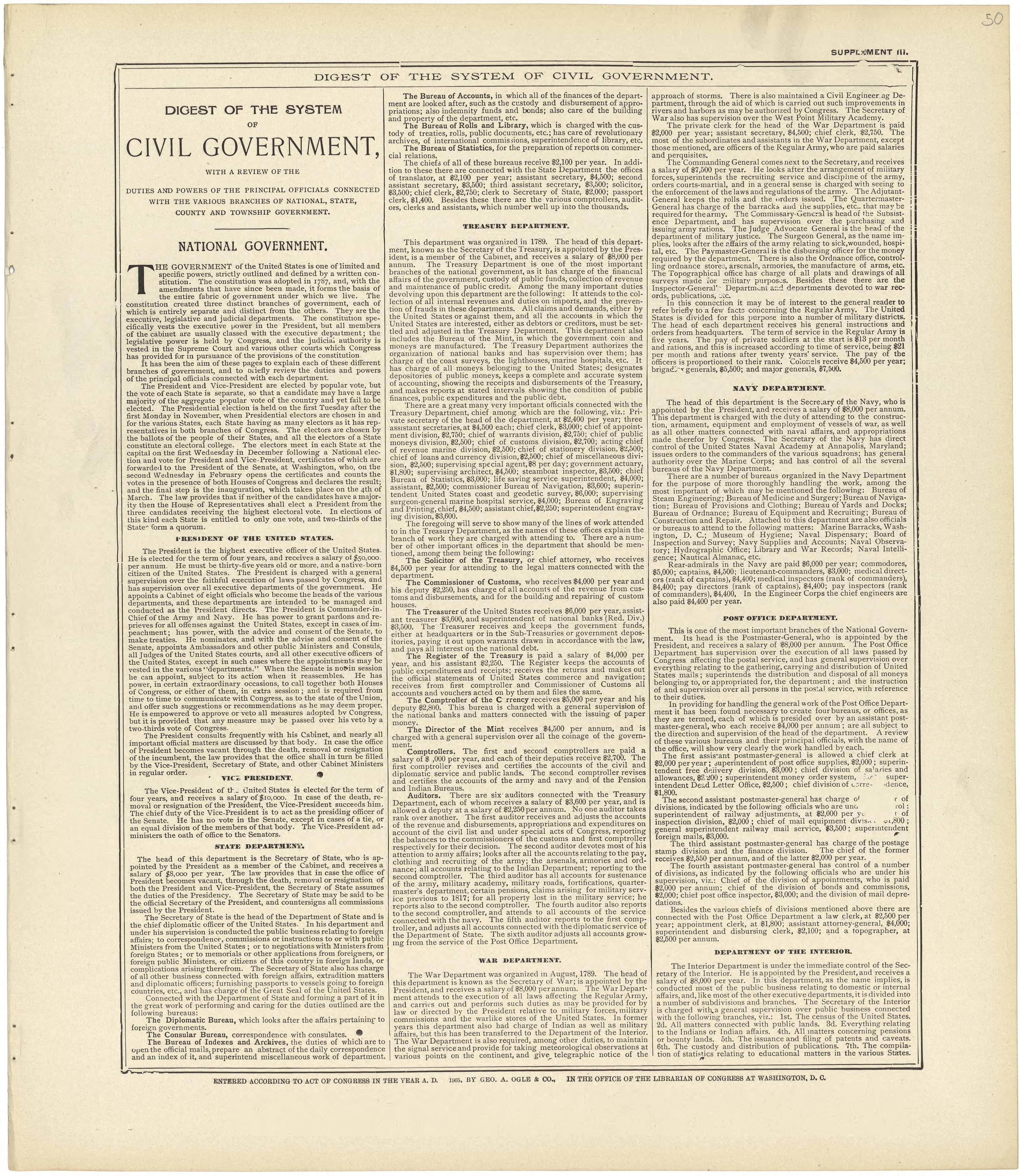 Digest of the System of Civil Government from Standard Atlas of Rawlins County, Kansas : Including a Plat Book of the Villages, Cities and Townships of the County, Map of the State, United States and World, Patrons Directory, Reference Business … 1906 by Relic Map Company