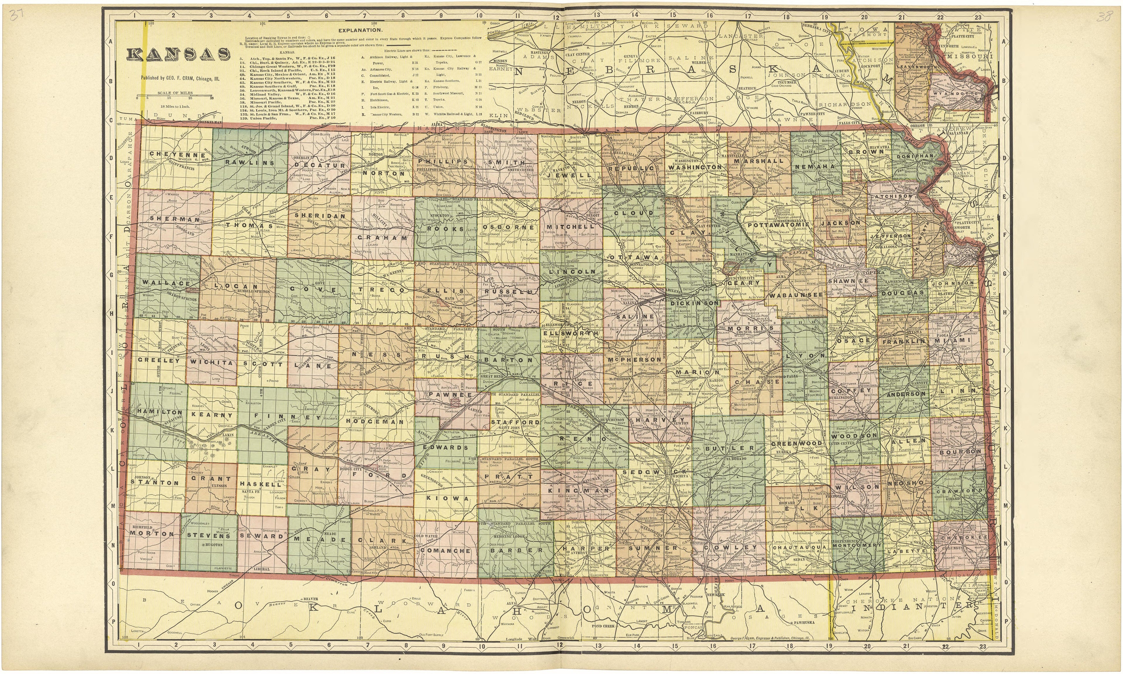 Kansas from Standard Atlas of Rawlins County, Kansas : Including a Plat Book of the Villages, Cities and Townships of the County, Map of the State, United States and World, Patrons Directory, Reference Business … 1906 by Relic Map Company