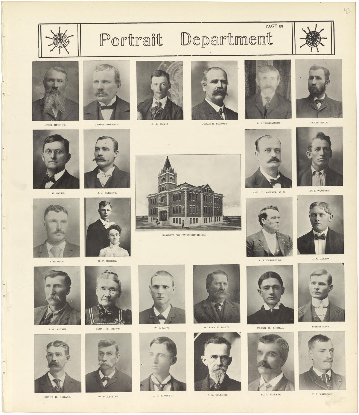 Portrait Department from Standard Atlas of Rawlins County, Kansas : Including a Plat Book of the Villages, Cities and Townships of the County, Map of the State, United States and World, Patrons Directory, Reference Business … 1906 by Relic Map Company