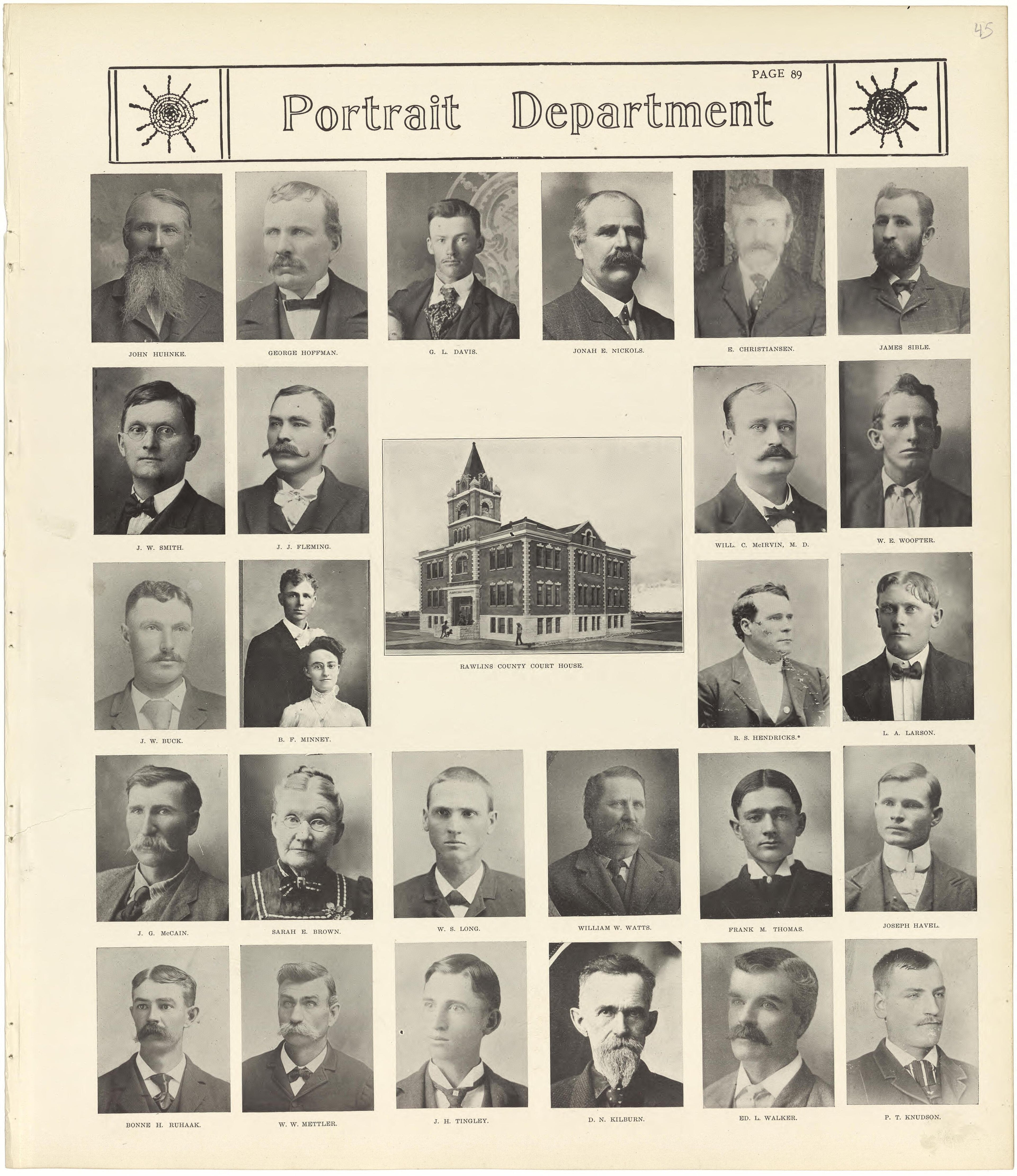 Portrait Department from Standard Atlas of Rawlins County, Kansas : Including a Plat Book of the Villages, Cities and Townships of the County, Map of the State, United States and World, Patrons Directory, Reference Business … 1906 by Relic Map Company