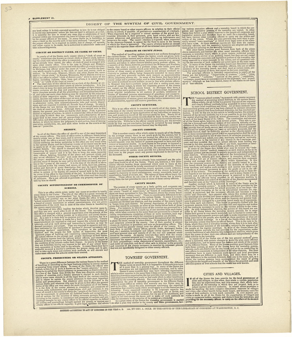 Digest of the System of Civil Government Continued from Standard Atlas of Rawlins County, Kansas : Including a Plat Book of the Villages, Cities and Townships of the County, Map of the State, United States and World, Patrons Directory, Reference Busin... by Relic Map Company