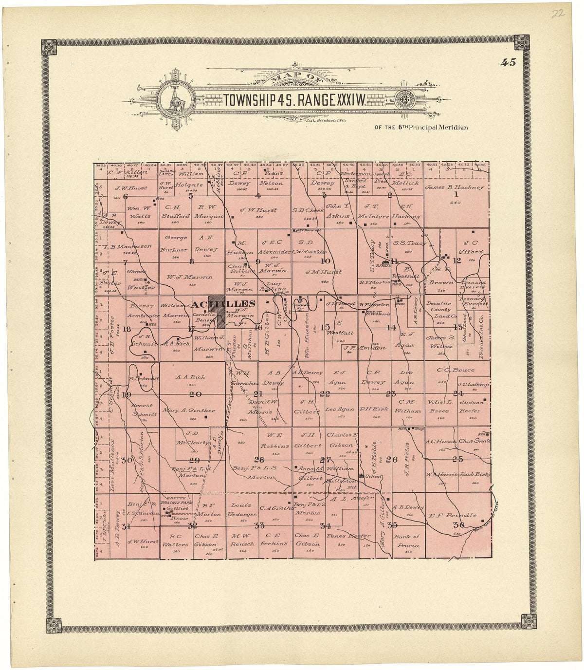 Map of Township 4 S. Range XXXI W. from Standard Atlas of Rawlins County, Kansas : Including a Plat Book of the Villages, Cities and Townships of the County, Map of the State, United States and World, Patrons Directory, Reference Business … 1906 by Relic Map Company