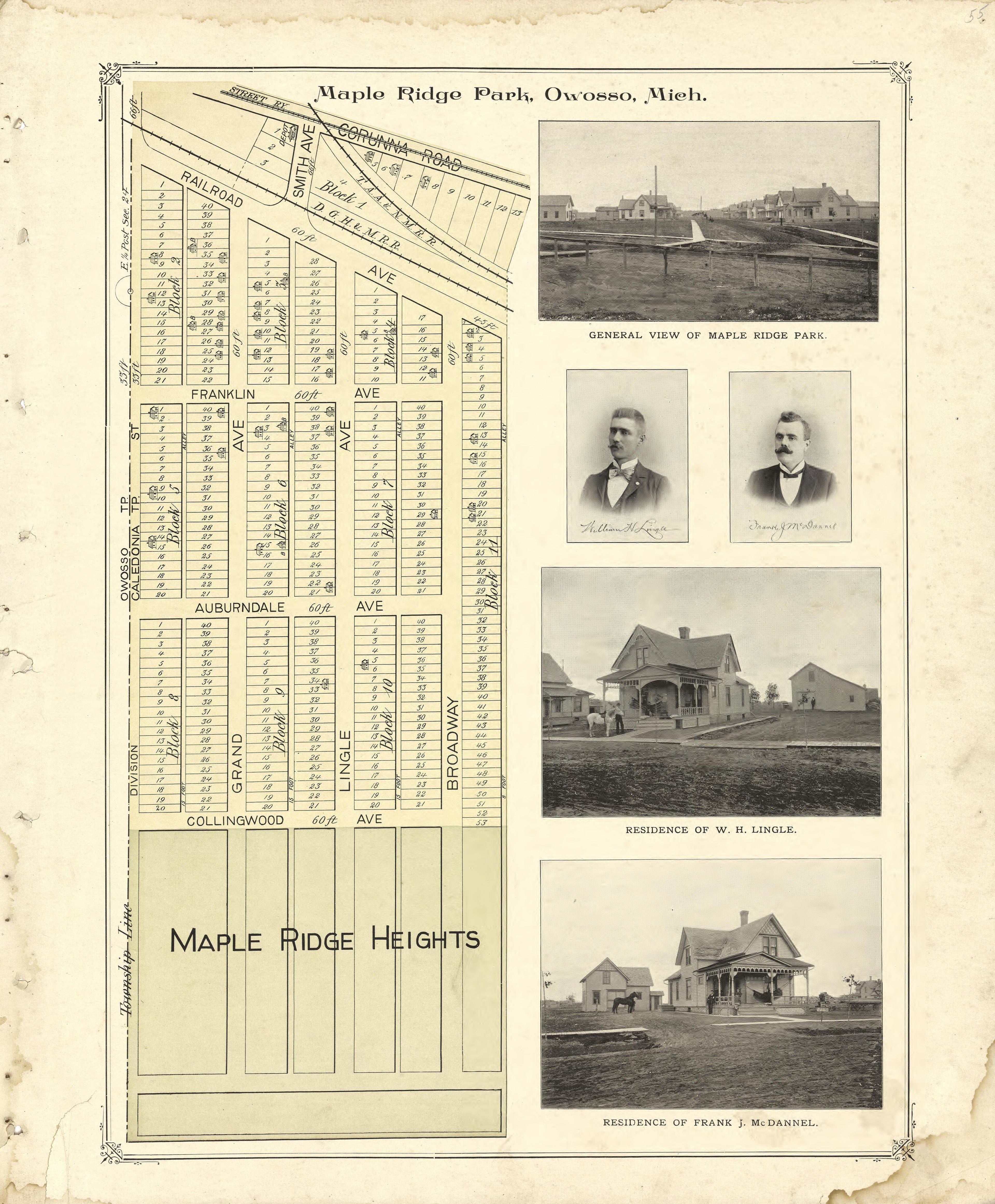 Maple Ridge Park, Owosso, Mich. from Illustrated Atlas of Shiawassee County, Michigan : Compiled and Published from Recent Surveys, Official Records and Personal Examinations : Including Brief Biographical Sketches of Enterprising Citizens 1895 by Relic Map Company