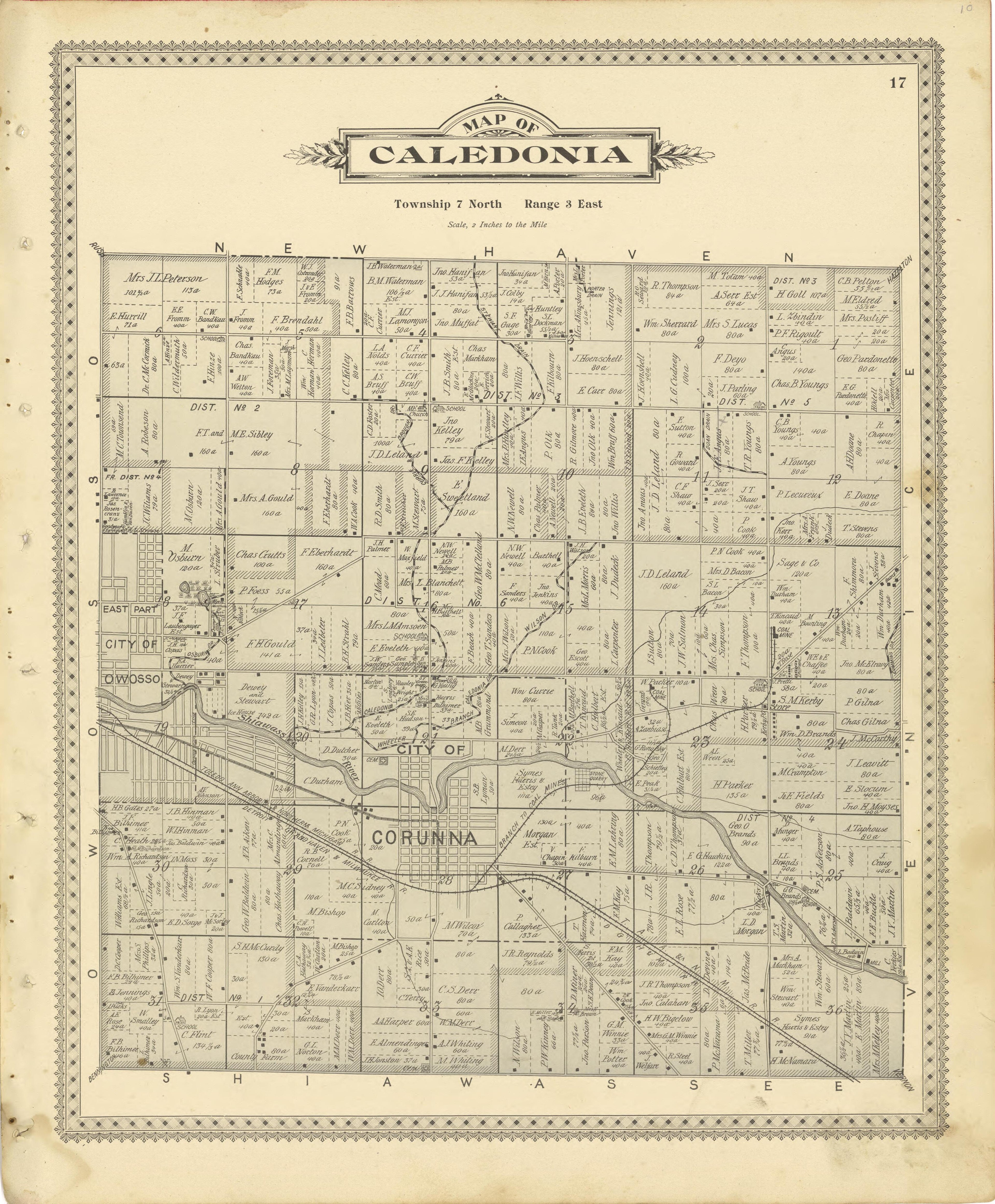 Map of Caledonia from Illustrated Atlas of Shiawassee County, Michigan : Compiled and Published from Recent Surveys, Official Records and Personal Examinations : Including Brief Biographical Sketches of Enterprising Citizens 1895 by Relic Map Company
