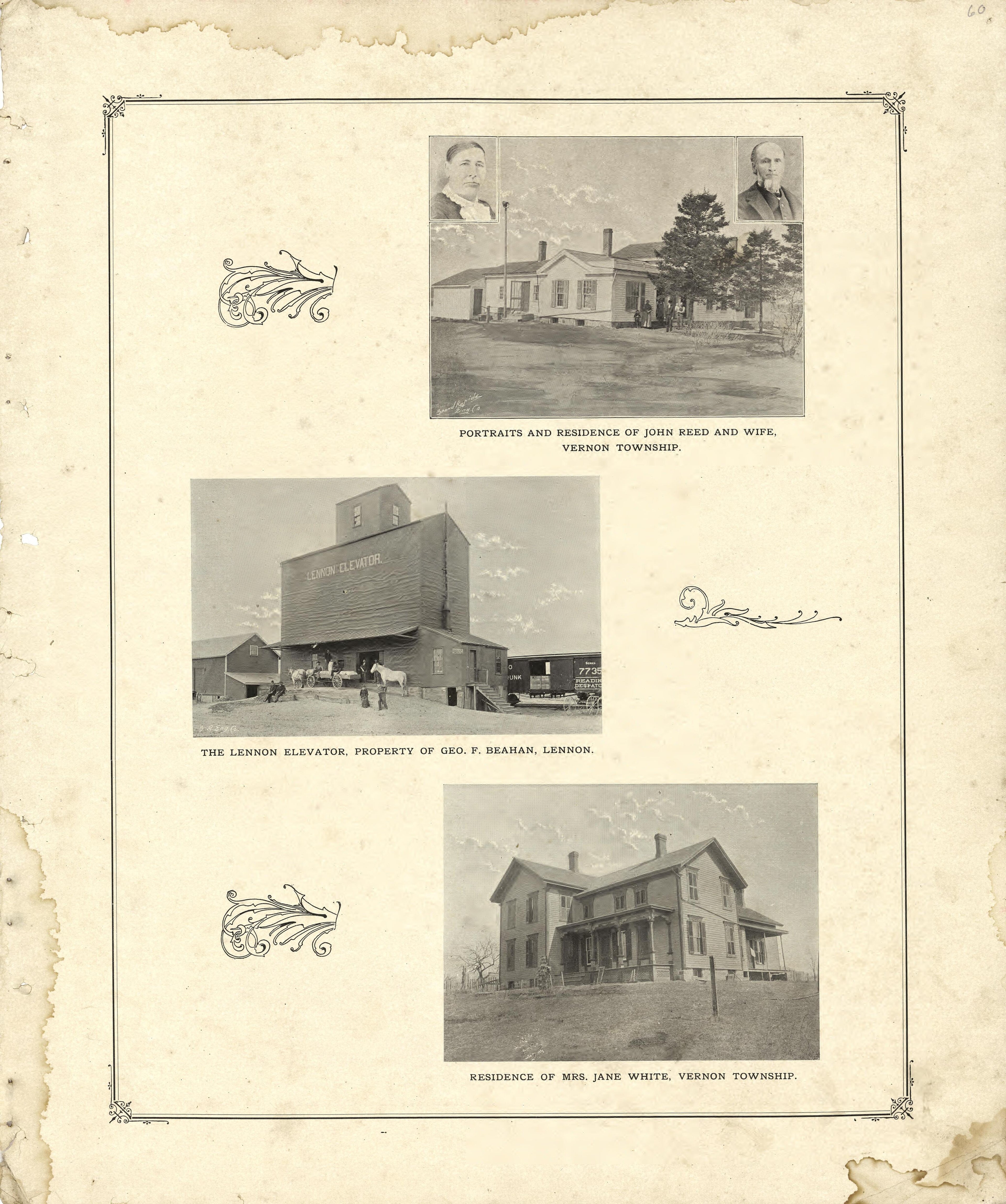 Photos of Residences and Businesses from Illustrated Atlas of Shiawassee County, Michigan : Compiled and Published from Recent Surveys, Official Records and Personal Examinations : Including Brief Biographical Sketches of Enterprising Citizens 1895 by Relic Map Company