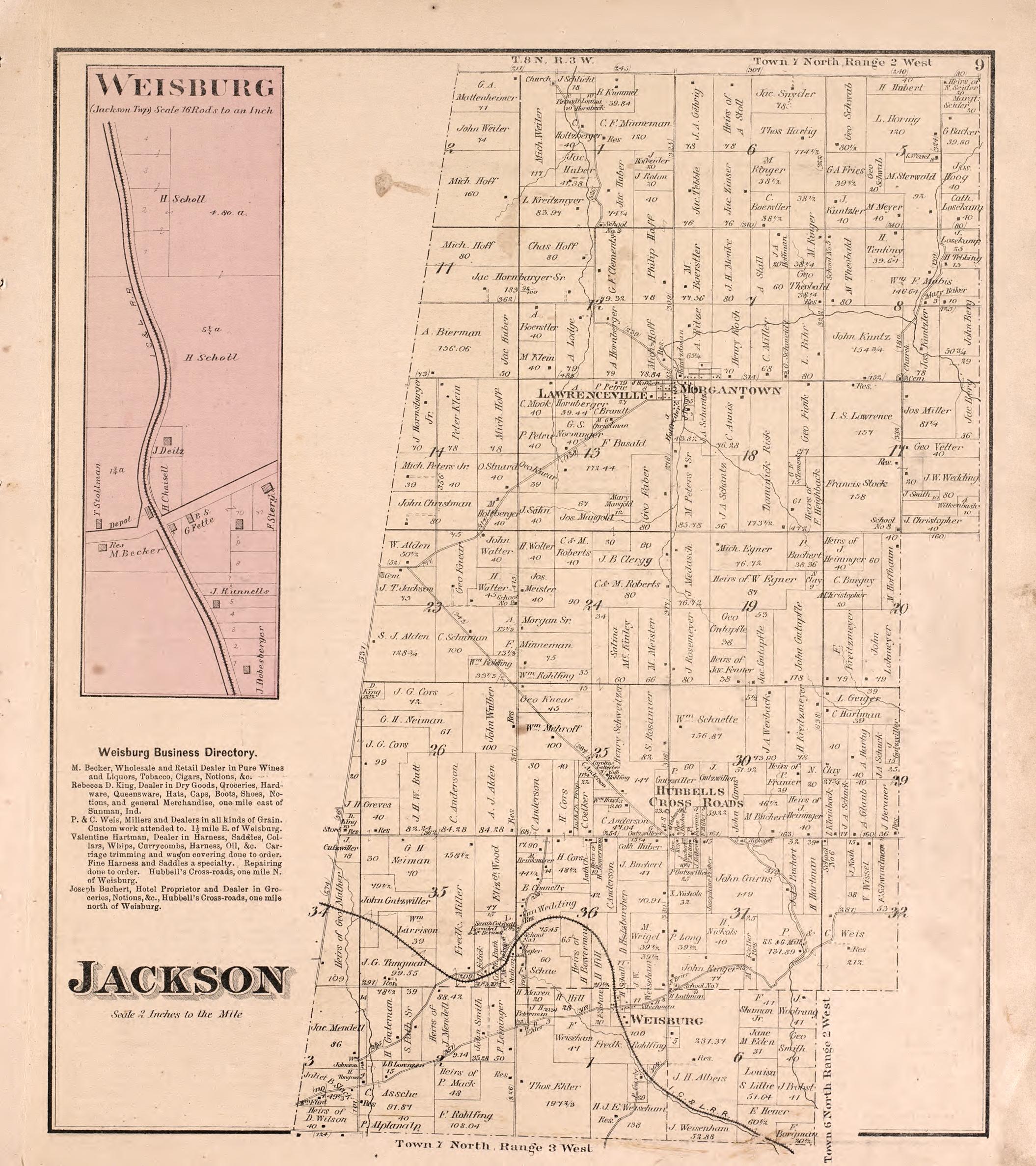 Jackson from Atlas of Dearborn County, Indiana : to Which Is Added a Map of the State of Indiana, Also an Outline and Rail Road Map of the United States 1875 by Relic Map Company