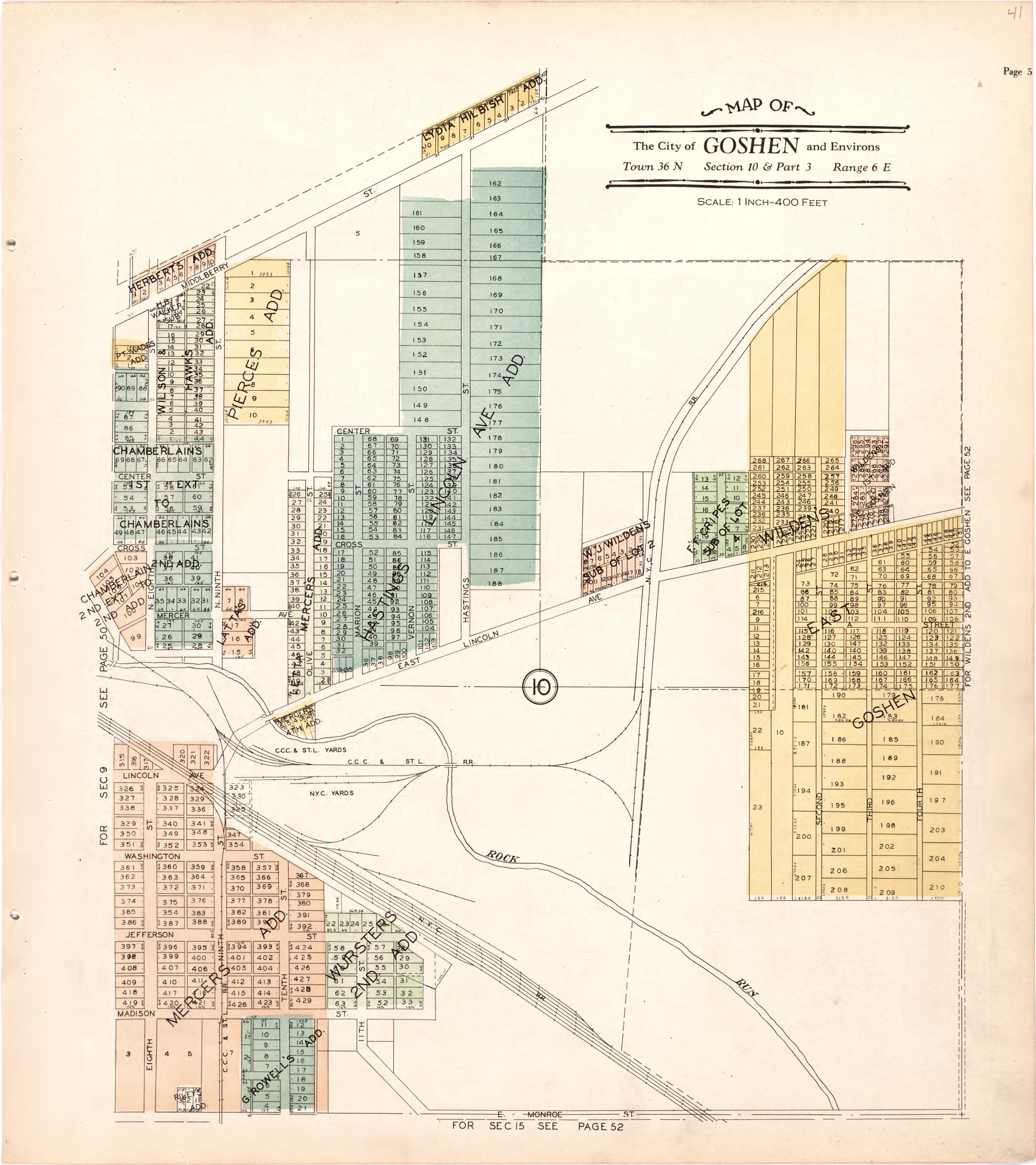 Map of the City of Goshen & Environs from Atlas and Plat Book of Elkhart County, Indiana : Compiled from Surveys and the Public Records of Elkhart County, Indiana 1929 by Relic Map Company