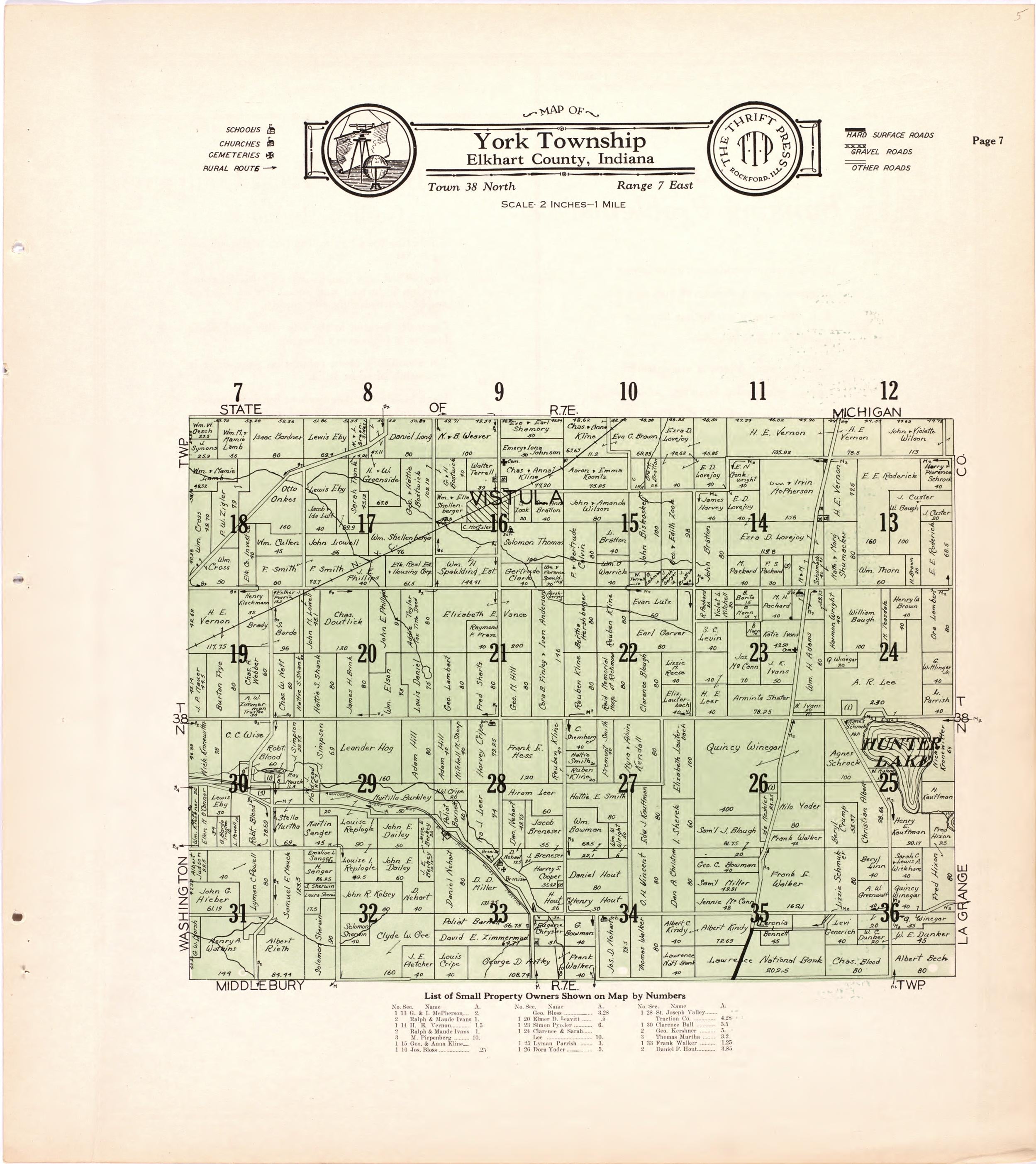 Map of York Township Elkhart County, Indiana from Atlas and Plat Book of Elkhart County, Indiana : Compiled from Surveys and the Public Records of Elkhart County, Indiana 1929 by Relic Map Company
