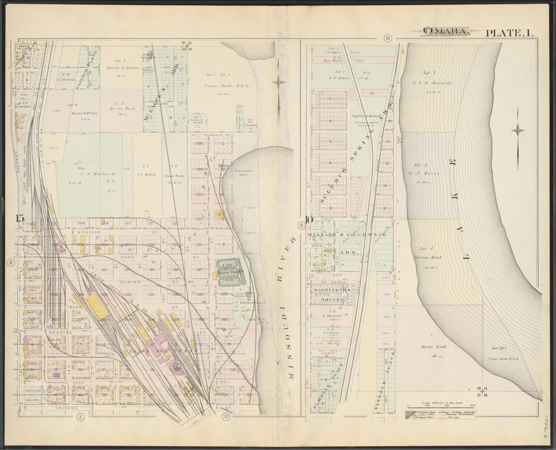 This old map of Nebraska, Omaha, Omaha Metropolitan Area, was created by Hopkins, Griffith Morgan in 1887