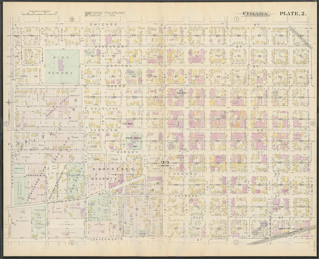 This old map of Nebraska, Omaha, Omaha Metropolitan Area, was created by Hopkins, Griffith Morgan in 1887