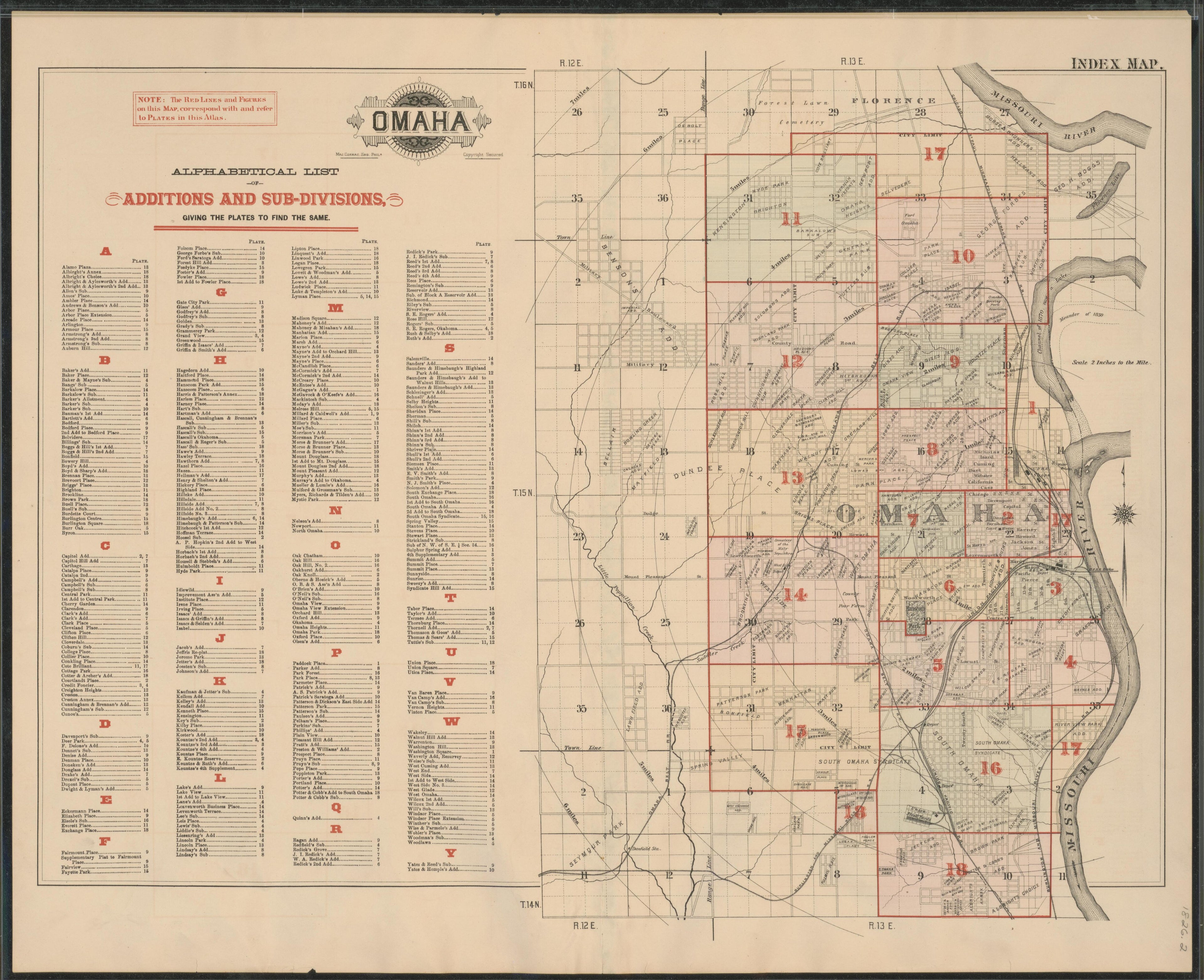 Image 2 of a Complete Set of Surveys and Plats of Properties In the City of Omaha and Environs, Nebraska (maps Only) from a Complete Set of Surveys and Plats of Properties In the City of Omaha and Environs, Nebraska 1887 by Relic Map Company