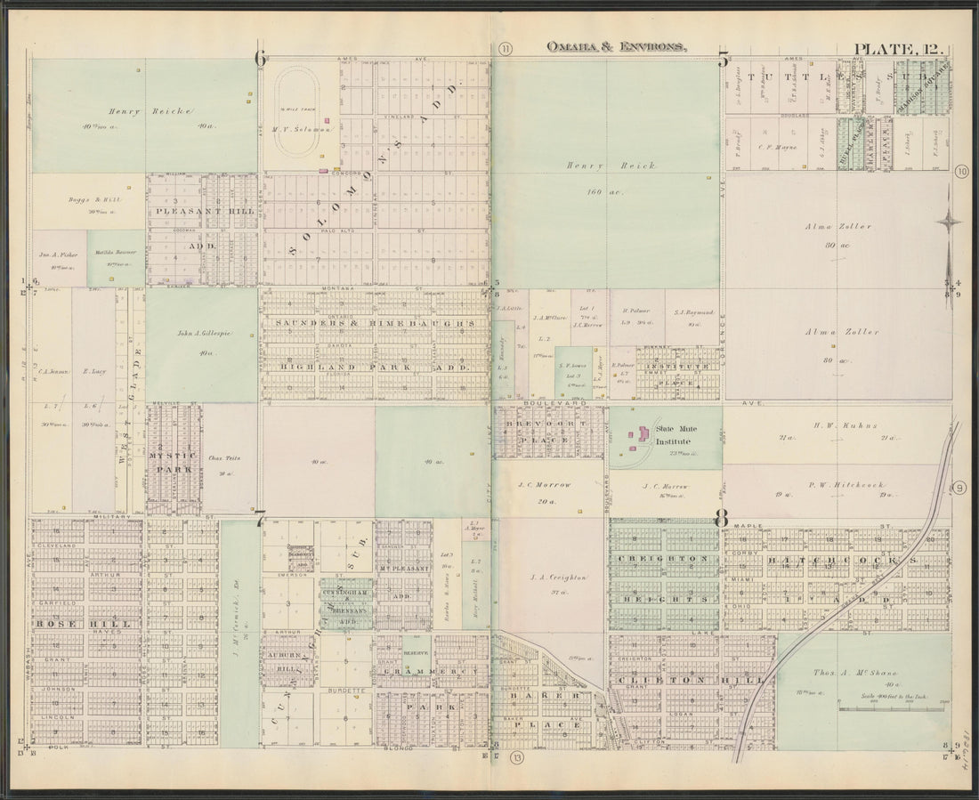 This old map of Nebraska, Omaha, Omaha Metropolitan Area, was created by Hopkins, Griffith Morgan in 1887