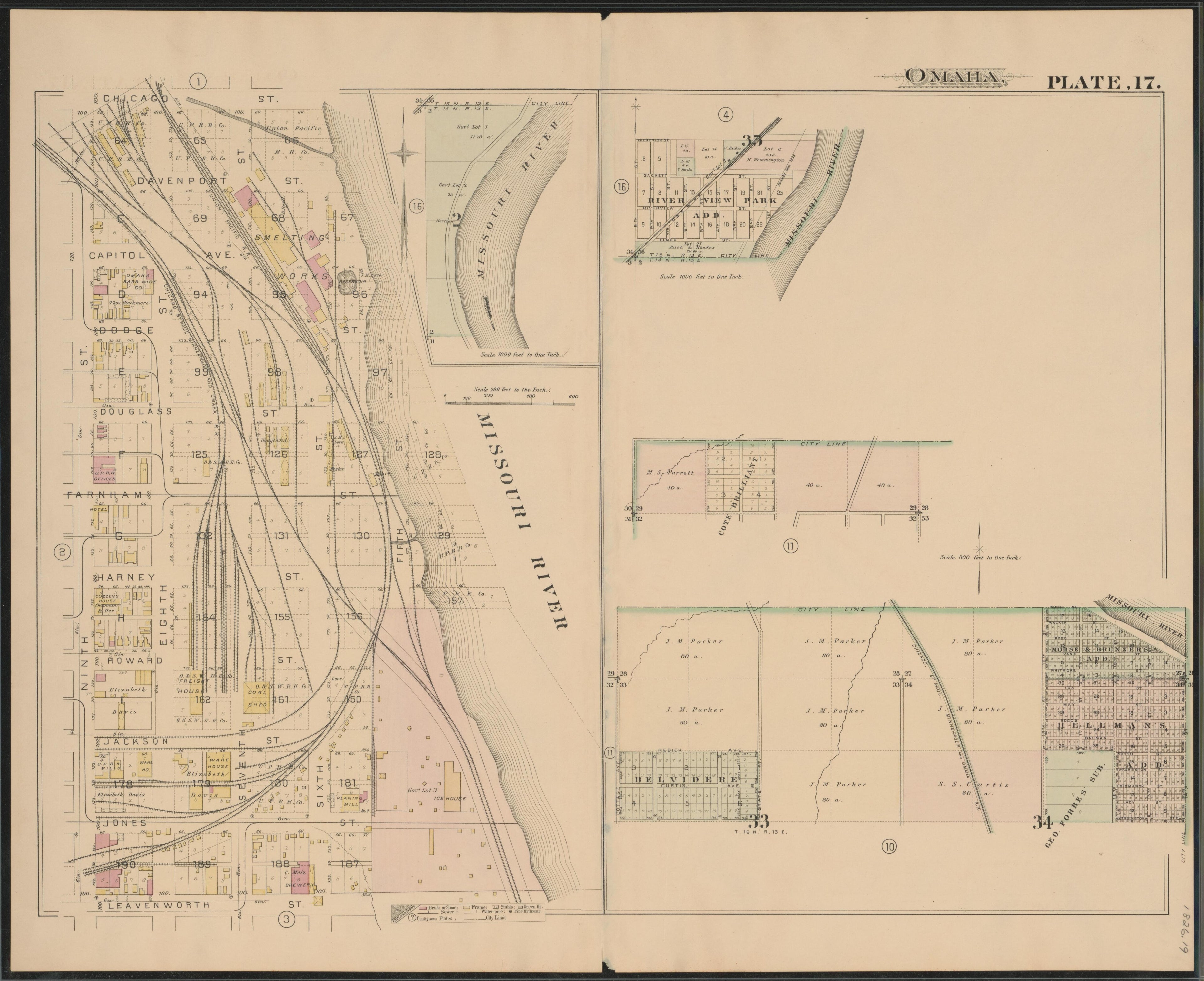 Image 19 of a Complete Set of Surveys and Plats of Properties In the City of Omaha and Environs, Nebraska (maps Only) from a Complete Set of Surveys and Plats of Properties In the City of Omaha and Environs, Nebraska 1887 by Relic Map Company