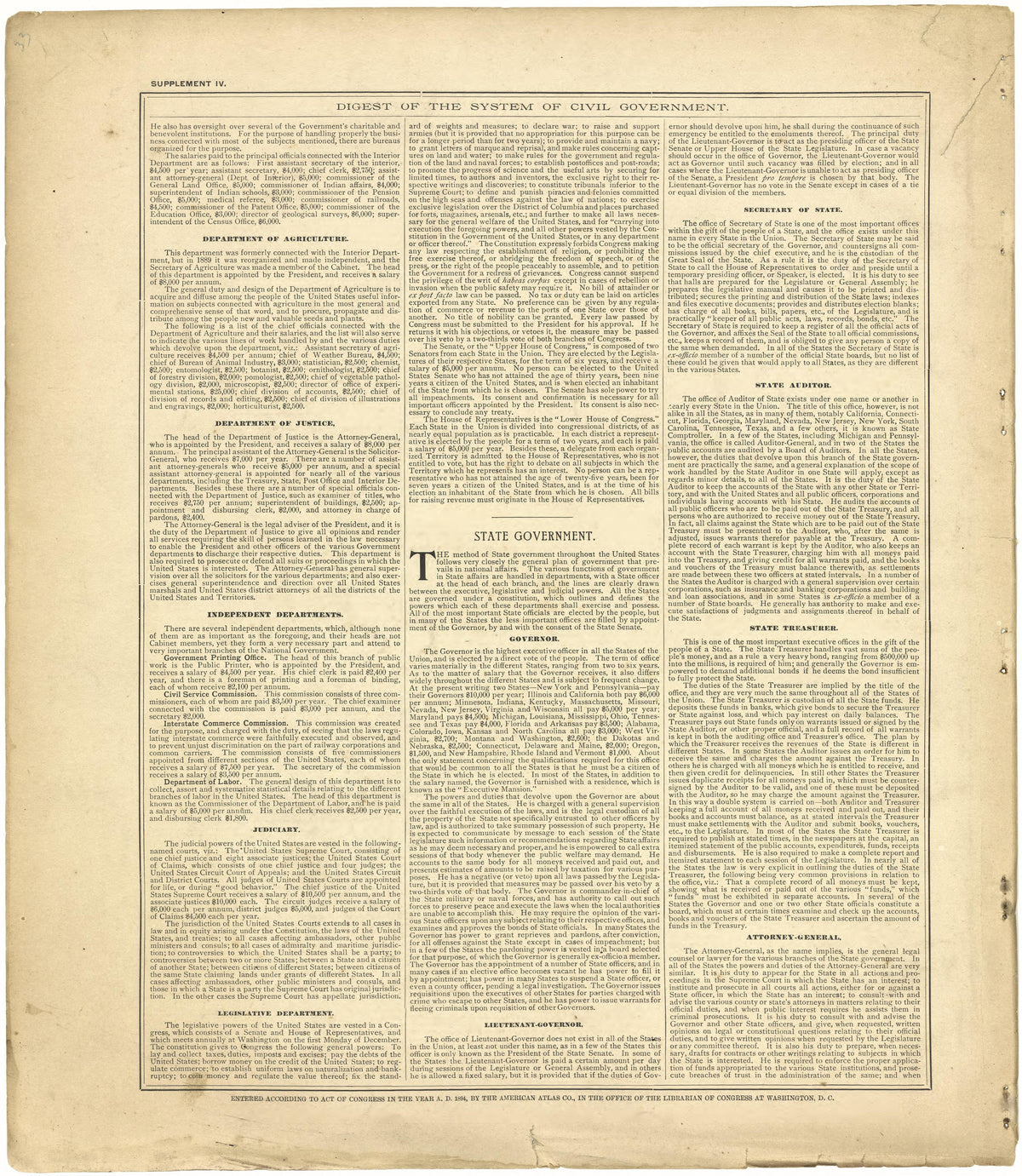 Digest of the System of Civil Government Continued from Plat Book of De Witt County, Illinois 1894 by Relic Map Company