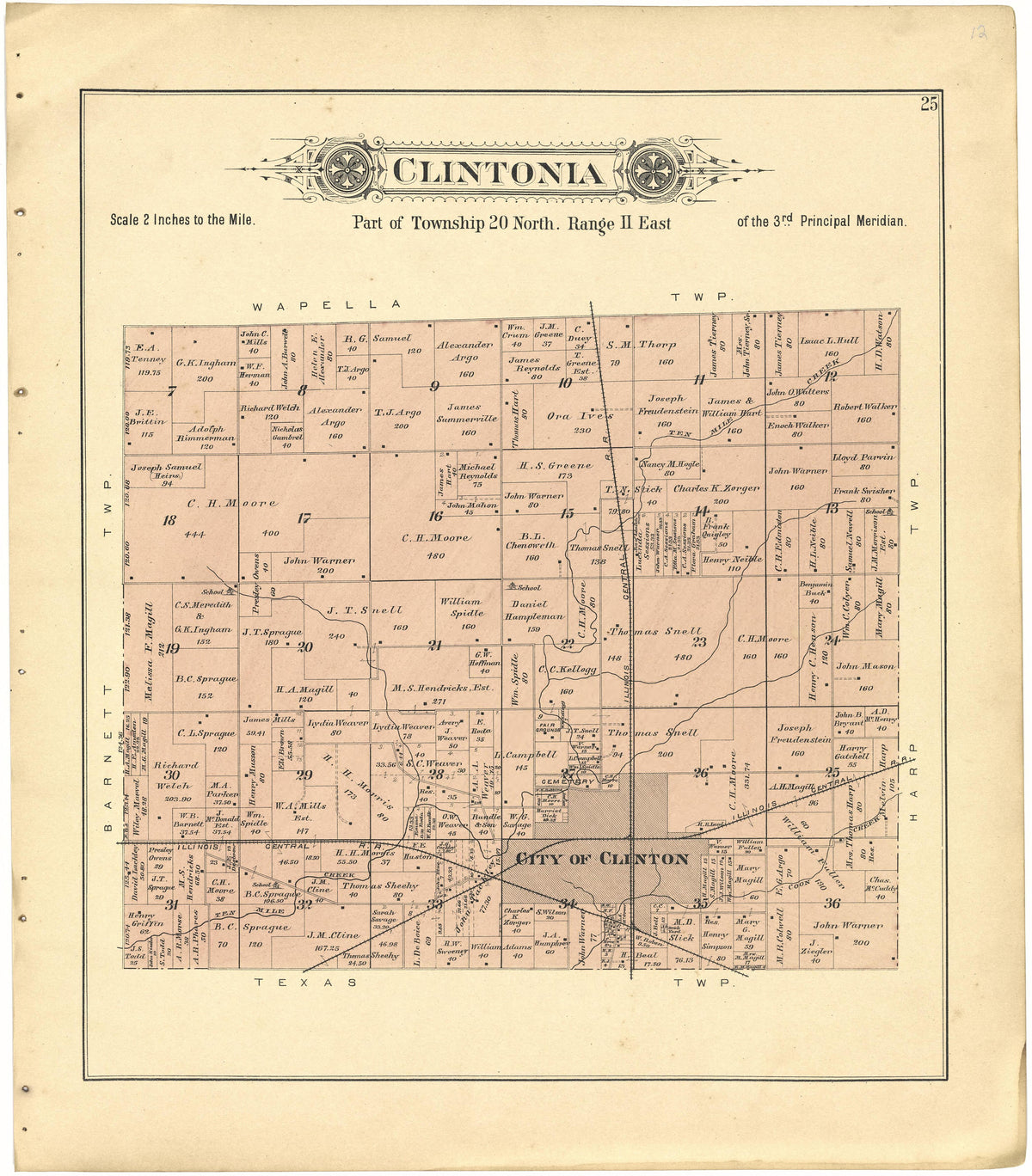 Clintonia from Plat Book of De Witt County, Illinois 1894 by Relic Map Company