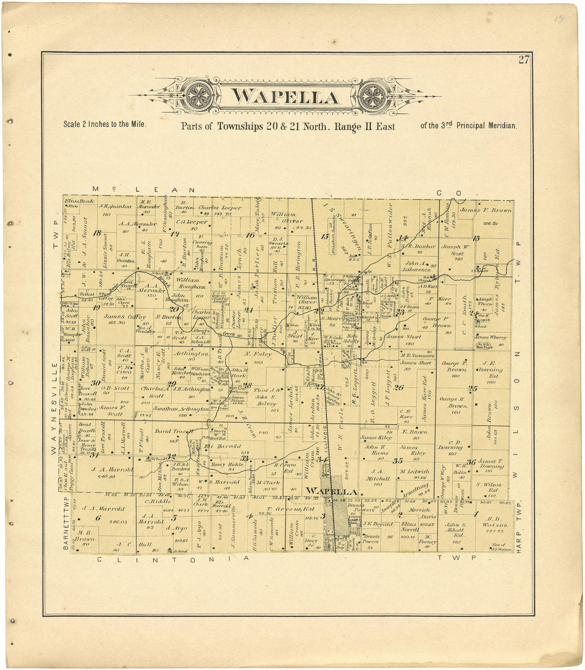 Wapella from Plat Book of De Witt County, Illinois 1894 by Relic Map Company