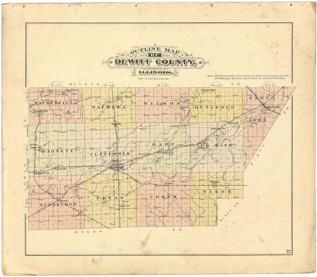 Outline Map of DeWitt County, Illinois from Plat Book of De Witt County, Illinois 1894 by Relic Map Company