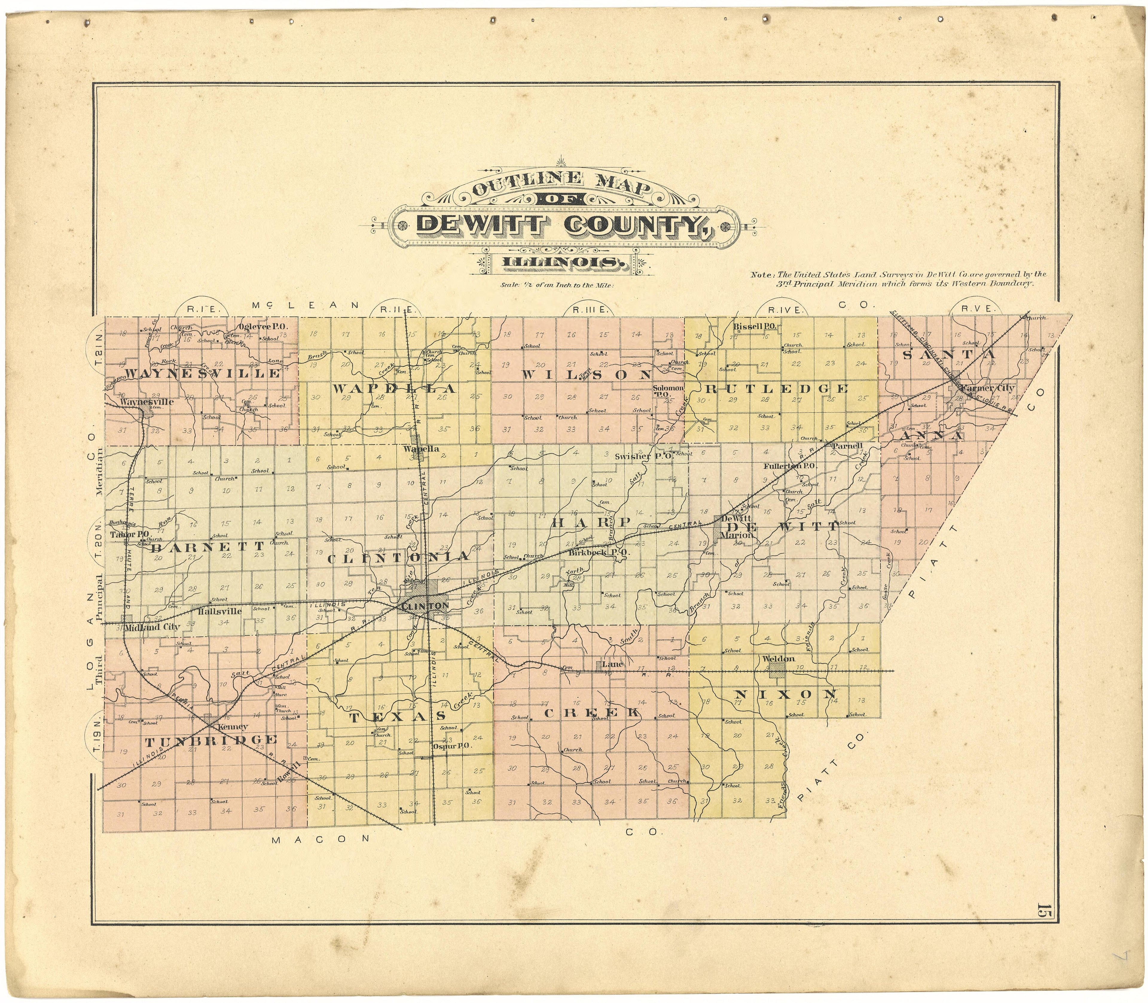 Outline Map of DeWitt County, Illinois from Plat Book of De Witt County, Illinois 1894 by Relic Map Company