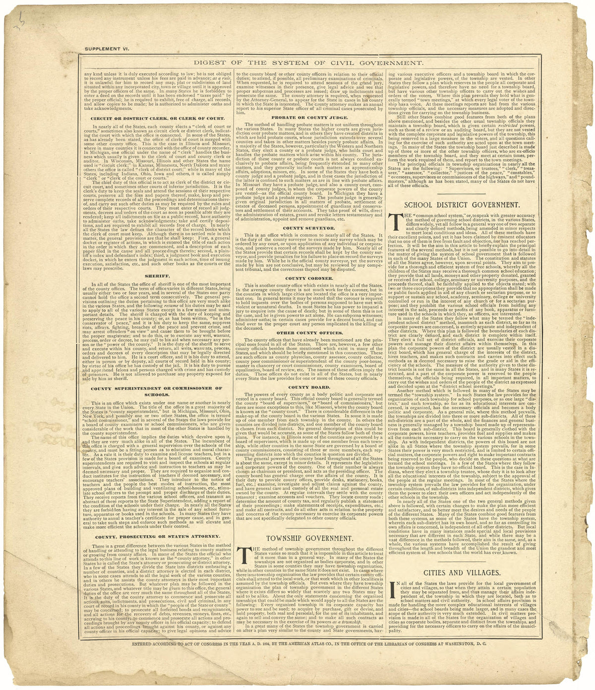 Digest of the System of Civil Government Continued from Plat Book of De Witt County, Illinois 1894 by Relic Map Company