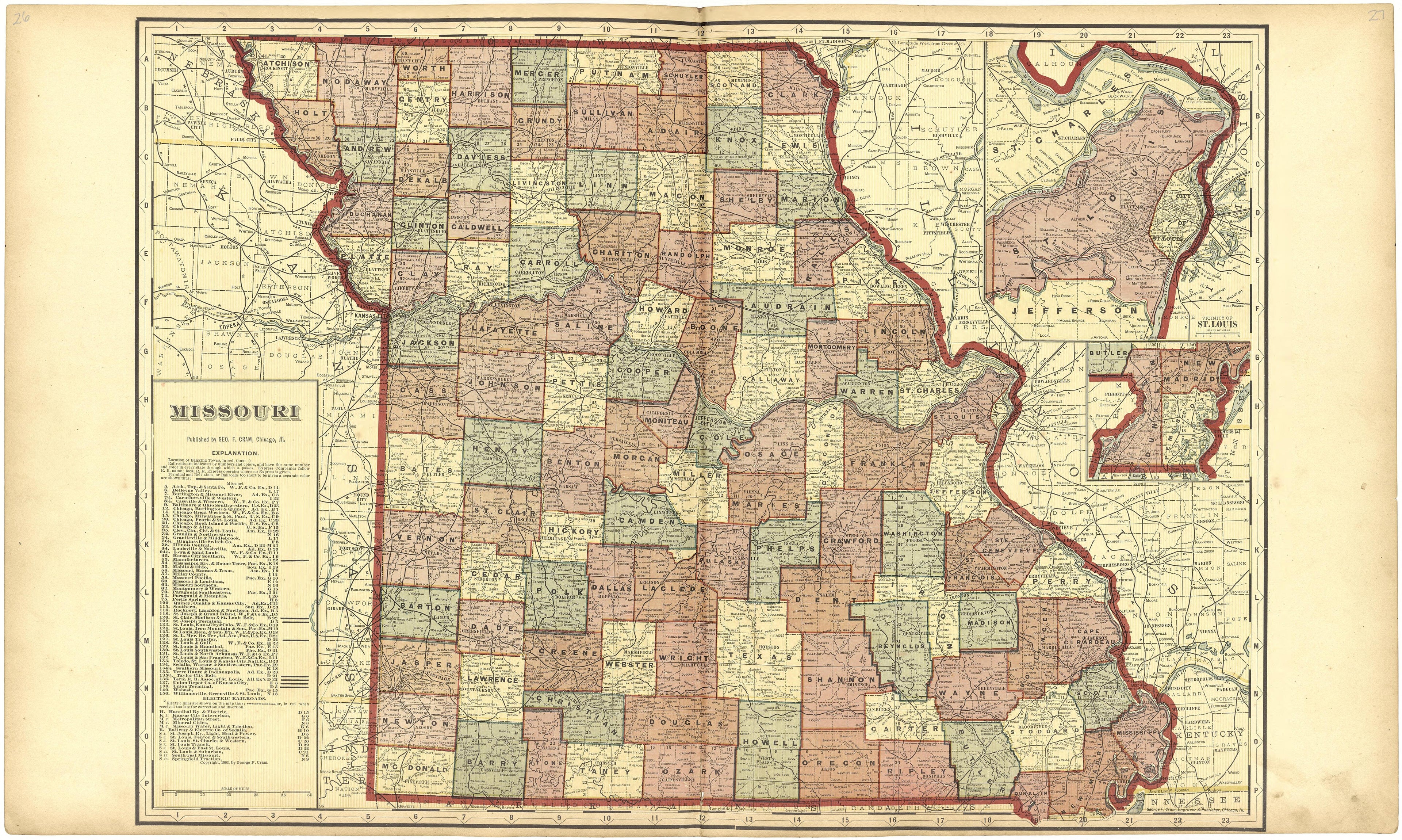Missouri from Standard Atlas of St. Clair County, Missouri : Including a Plat Book of the Villages, Cities and Townships of the County, Map of the State, United States and World, Patrons Directory, Reference … 1903 by Relic Map Company