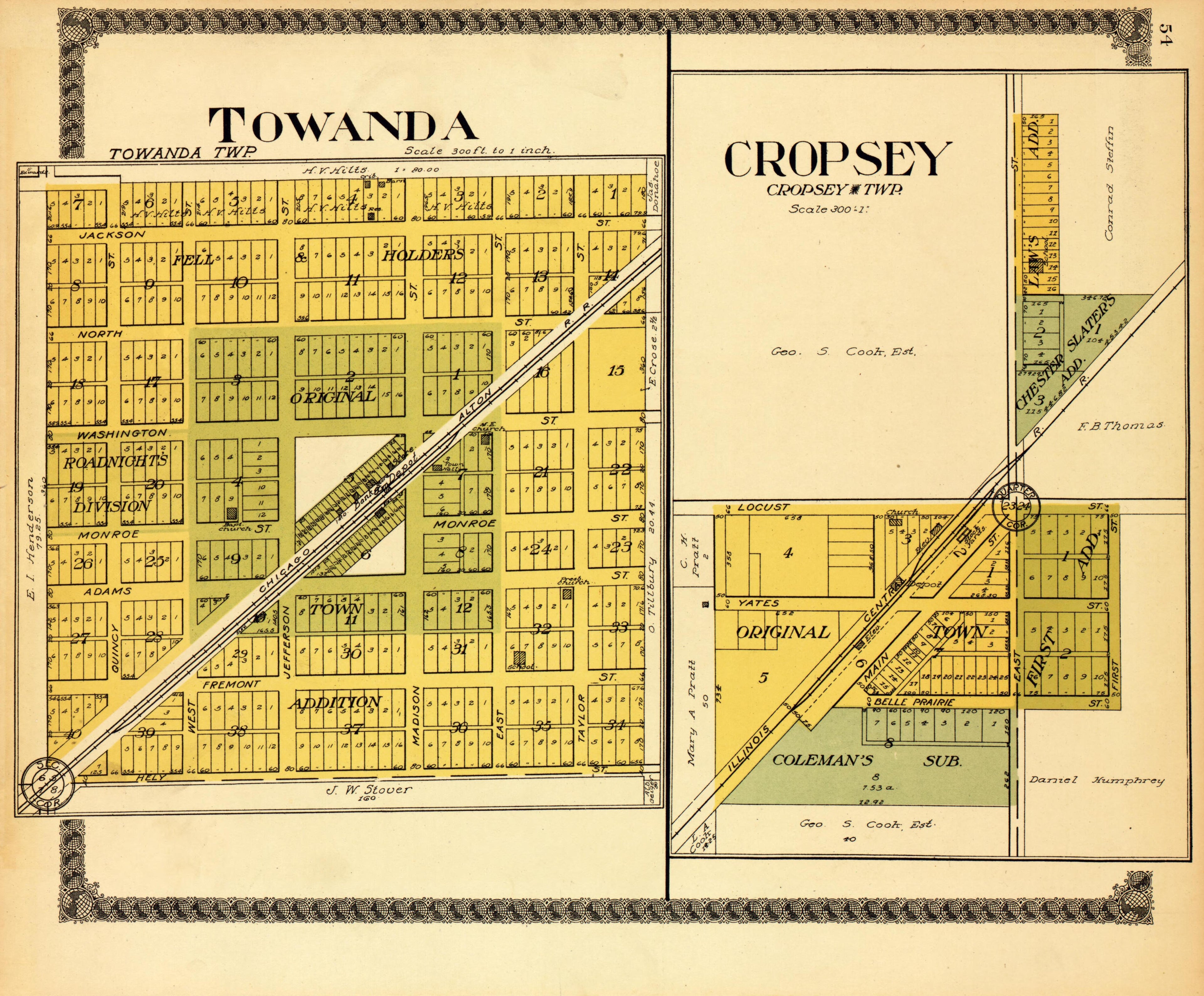 Towanda, Cropsey from Standard Atlas of McLean County, Illinois, Including a Plat Book of the Villages, Cities and Townships of the County 1914 by Relic Map Company
