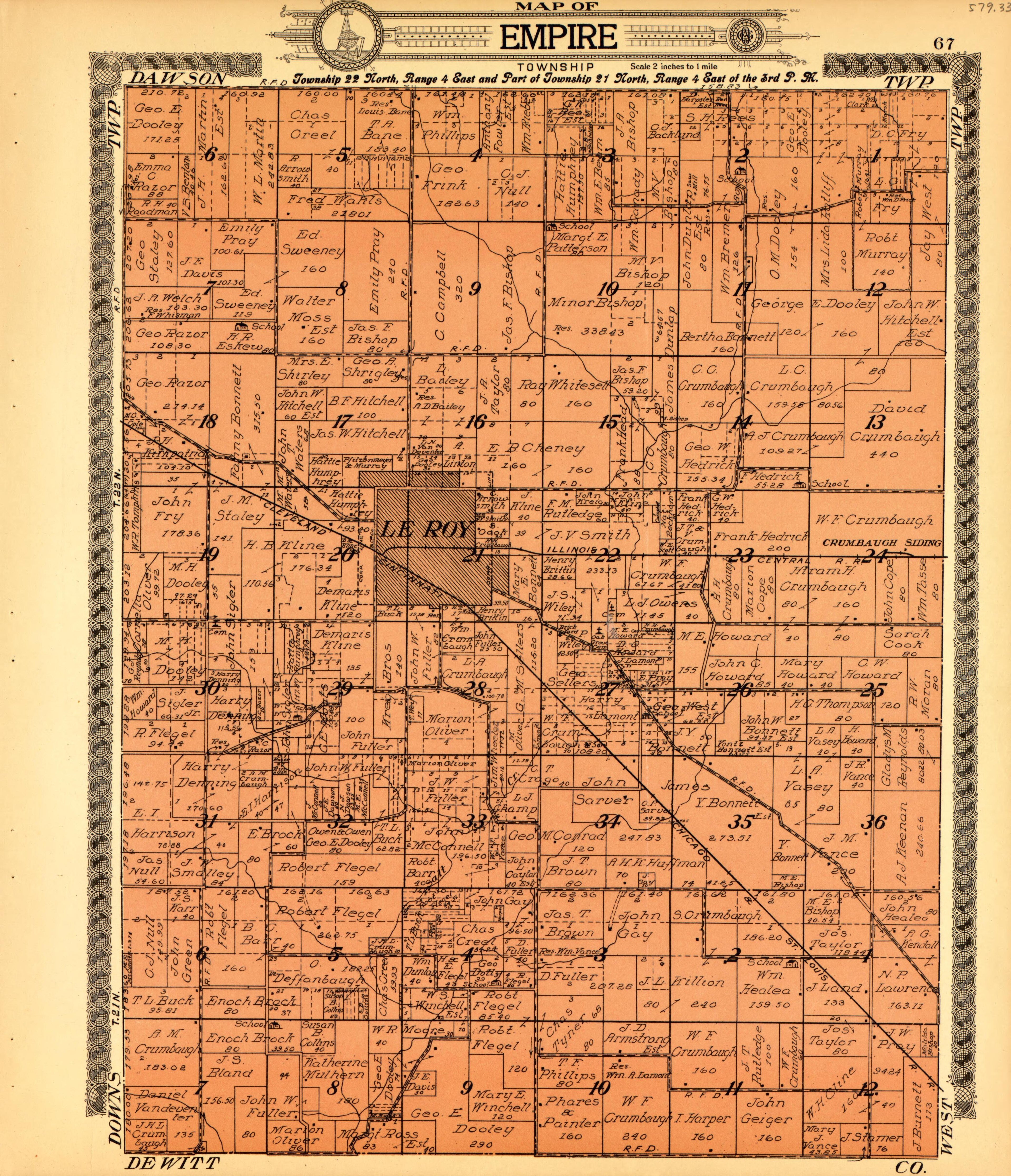 Empire from Standard Atlas of McLean County, Illinois, Including a Plat Book of the Villages, Cities and Townships of the County 1914 by Relic Map Company