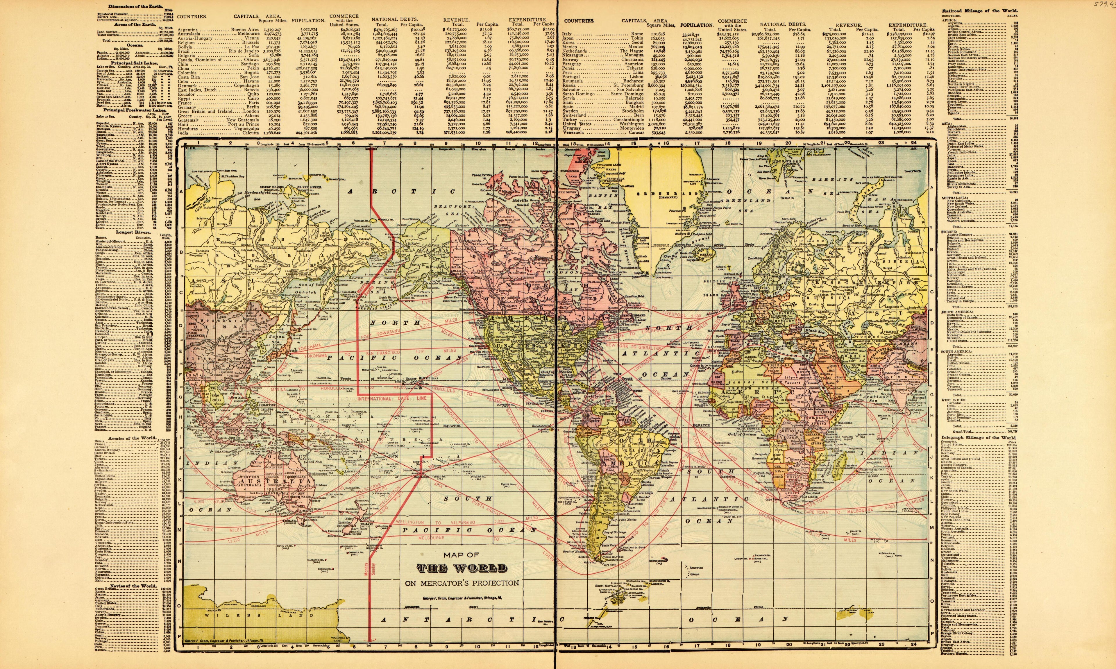 The World from Standard Atlas of McLean County, Illinois, Including a Plat Book of the Villages, Cities and Townships of the County 1914 by Relic Map Company
