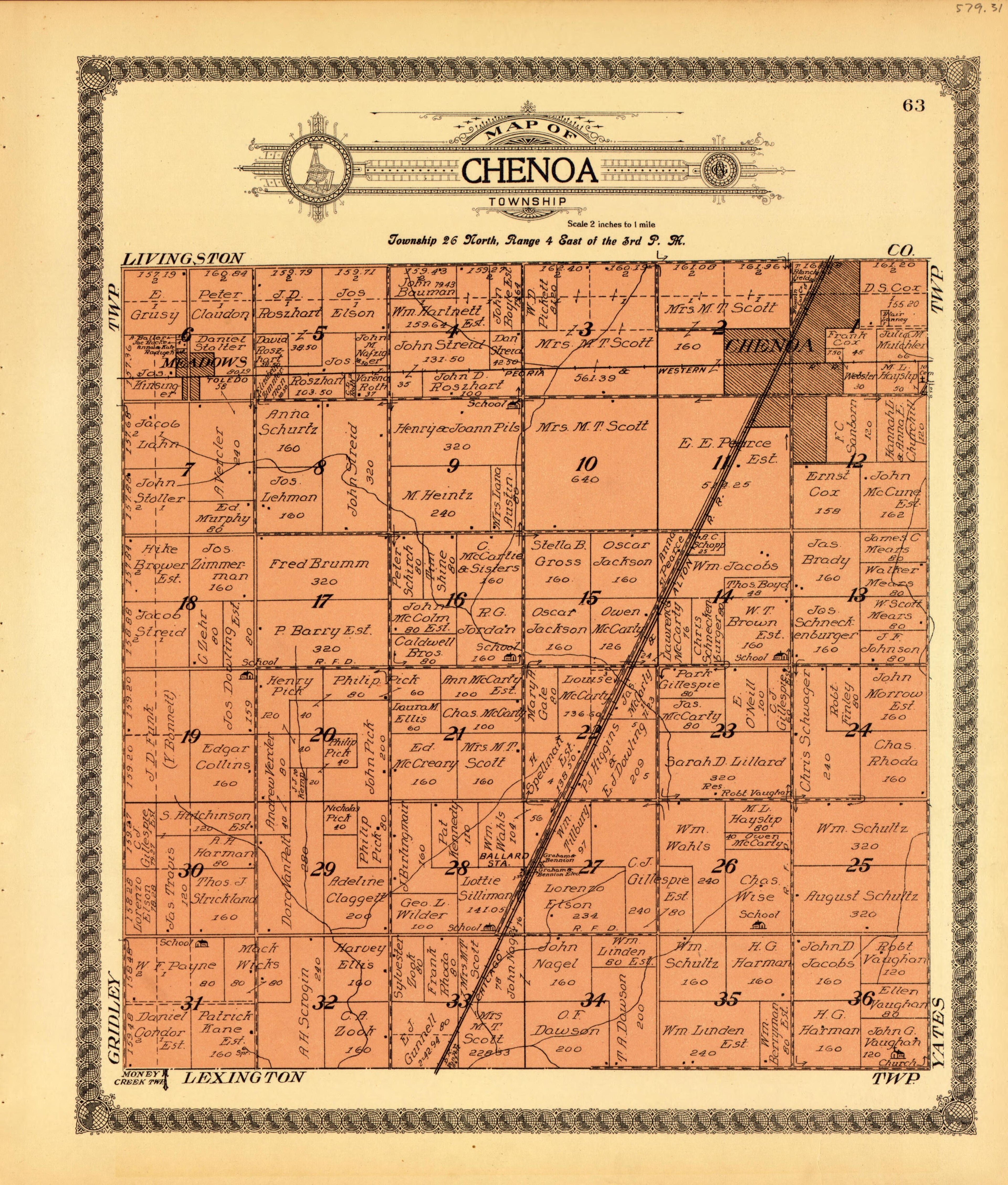 Chenoa from Standard Atlas of McLean County, Illinois, Including a Plat Book of the Villages, Cities and Townships of the County 1914 by Relic Map Company