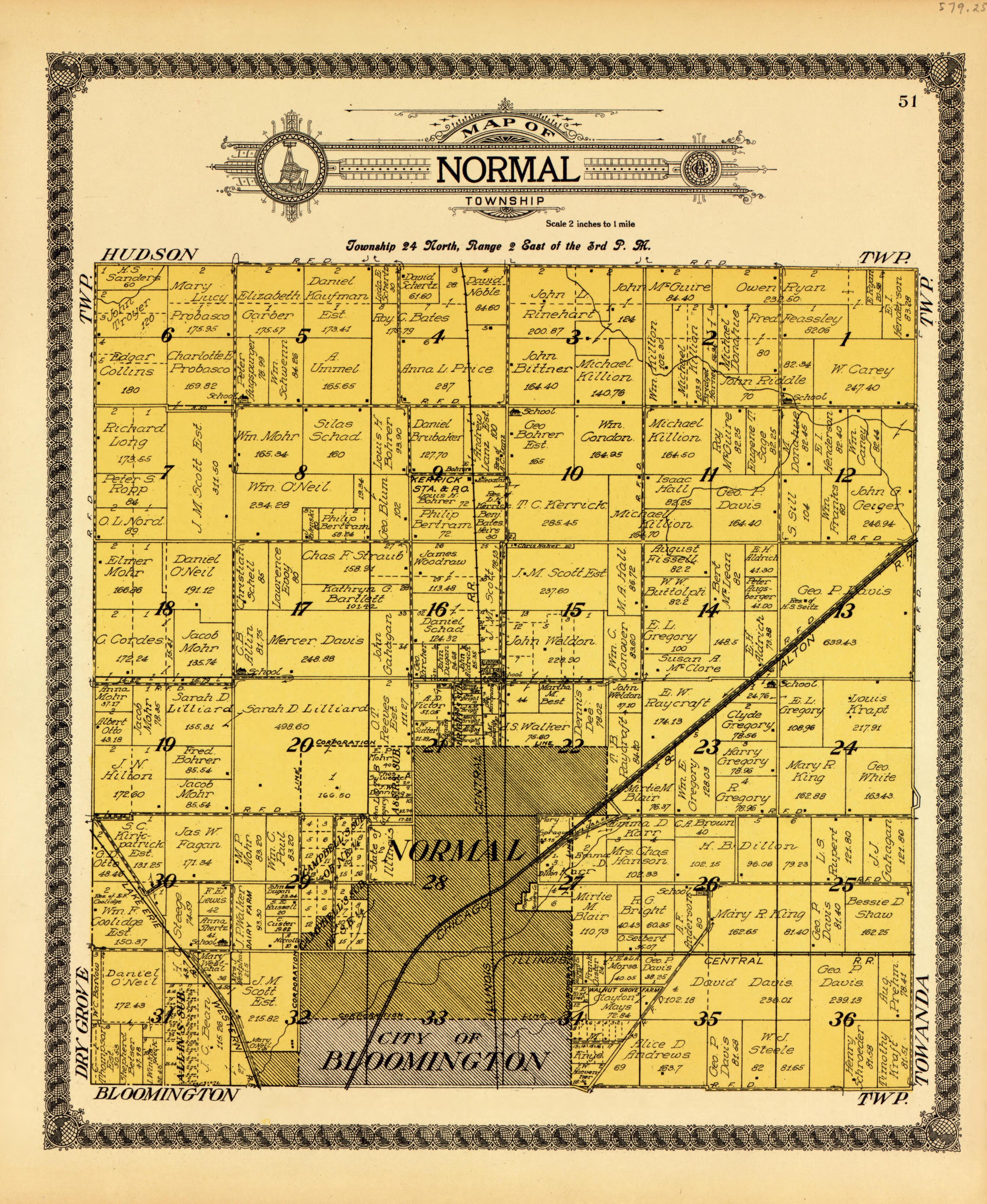 Normal from Standard Atlas of McLean County, Illinois, Including a Plat Book of the Villages, Cities and Townships of the County 1914 by Relic Map Company
